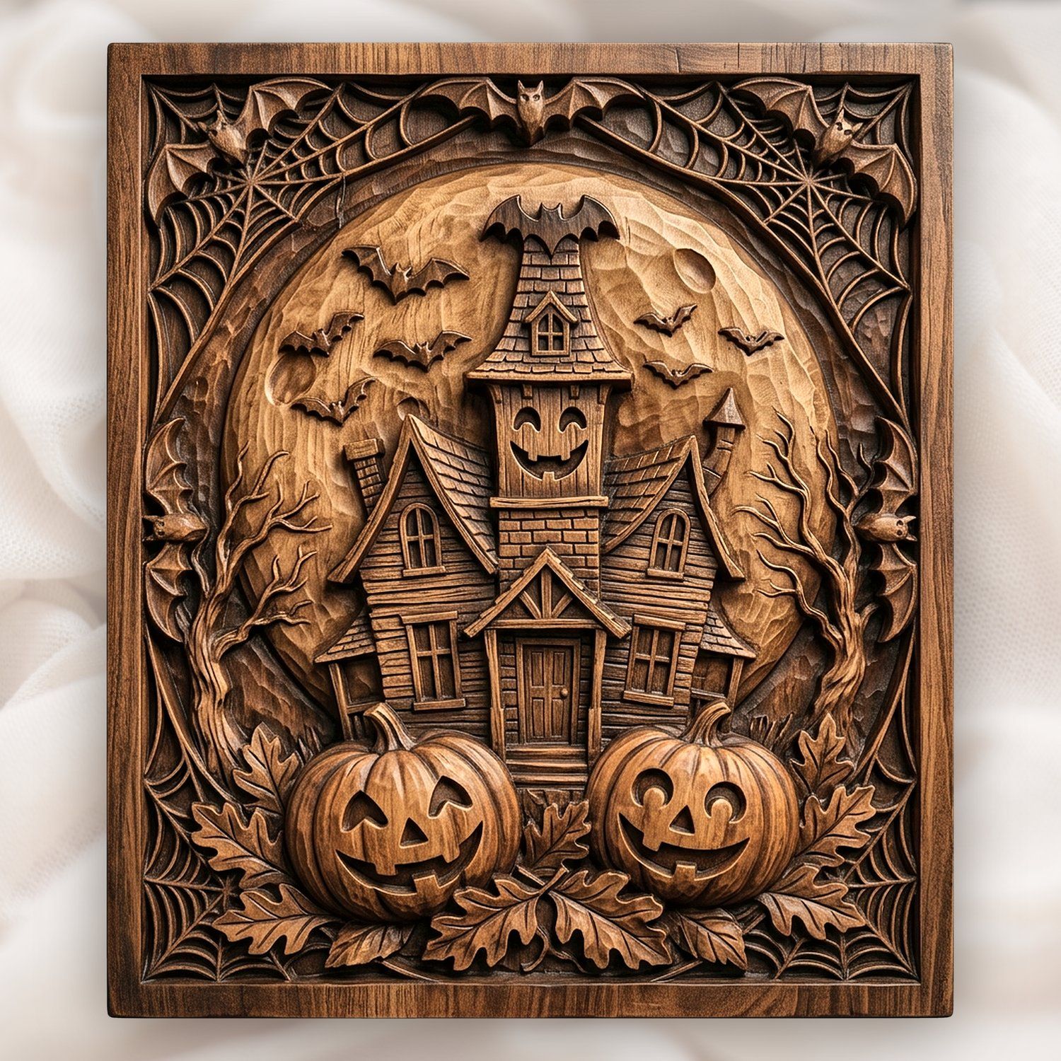 Haunted House Moon Scene CNC Relief STL bas-relief STL design