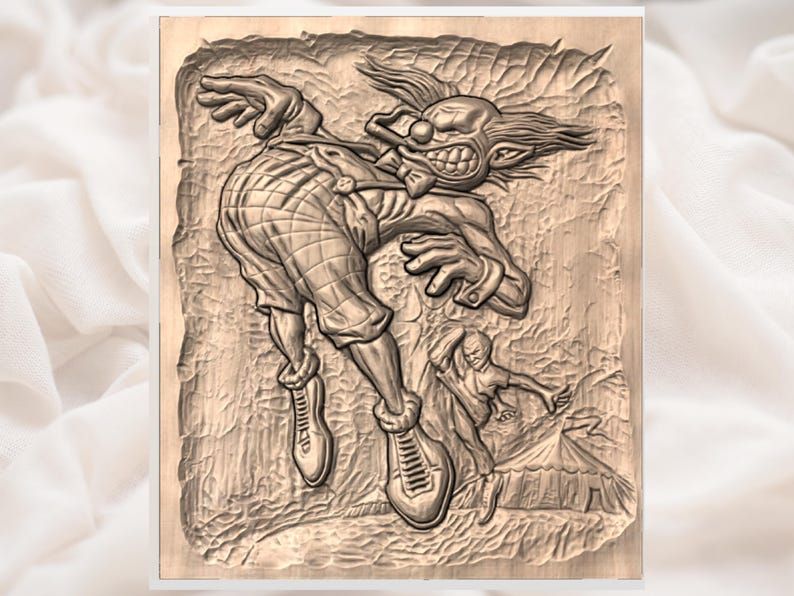 Grinning Clown Boots a Performer From the Big Top Relief STL bas-relief STL — view 3