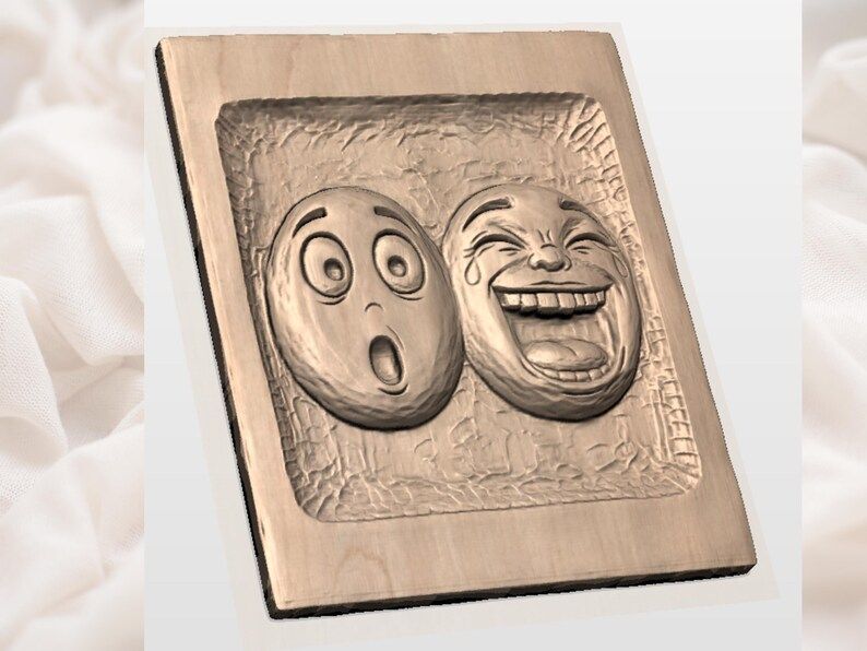 Laughing and Shocked Faces Bas-Relief STL for CNC Carving bas-relief STL — view 2
