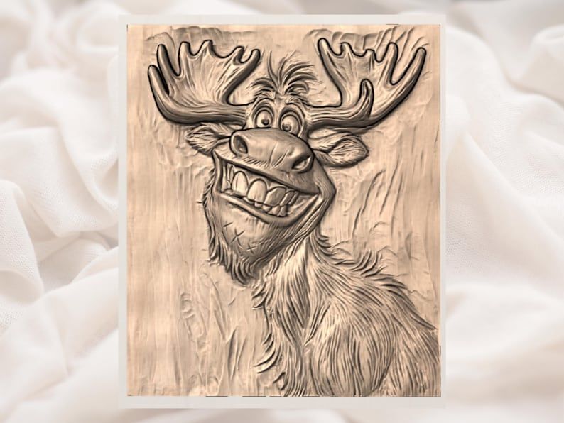 Goofy Grinning Moose Bas-Relief STL for CNC Carving bas-relief STL — view 2