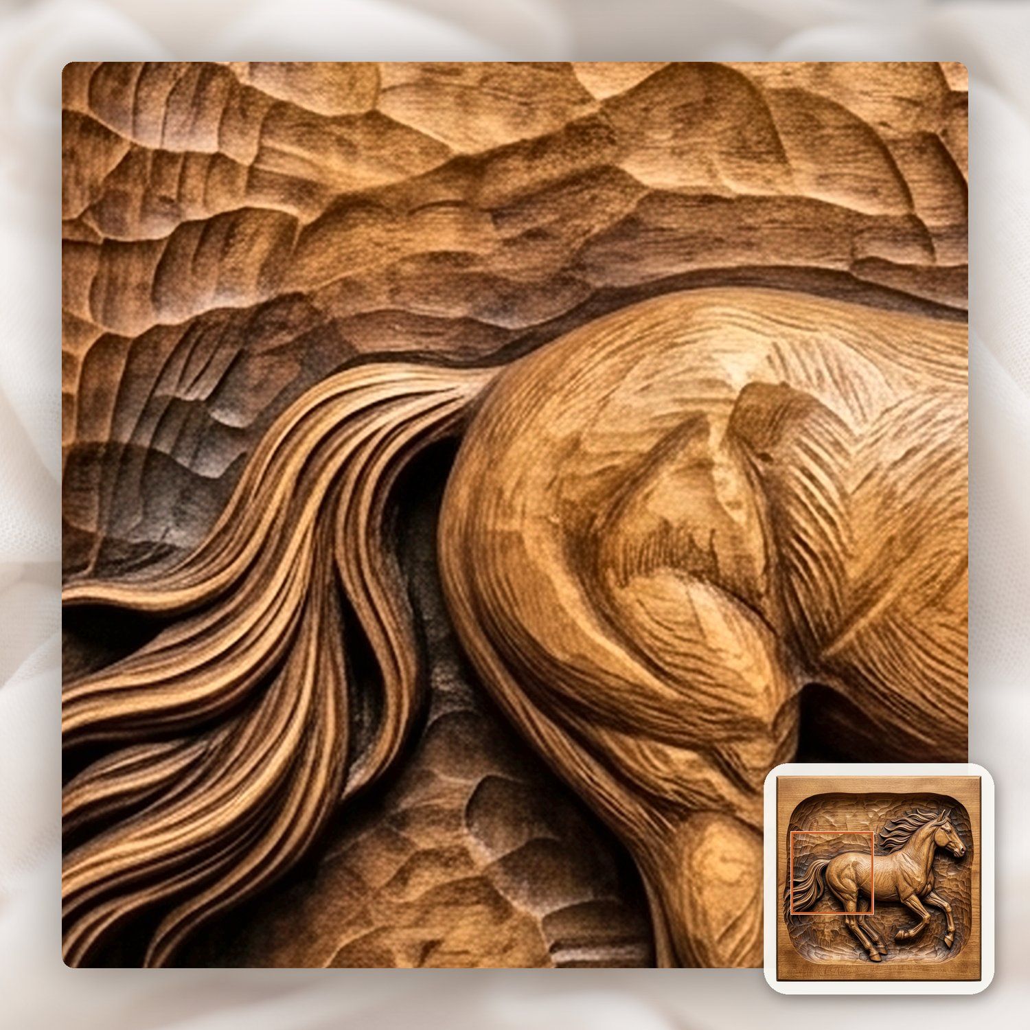 Galloping Stallion Horse CNC Relief STL bas-relief STL — view 12