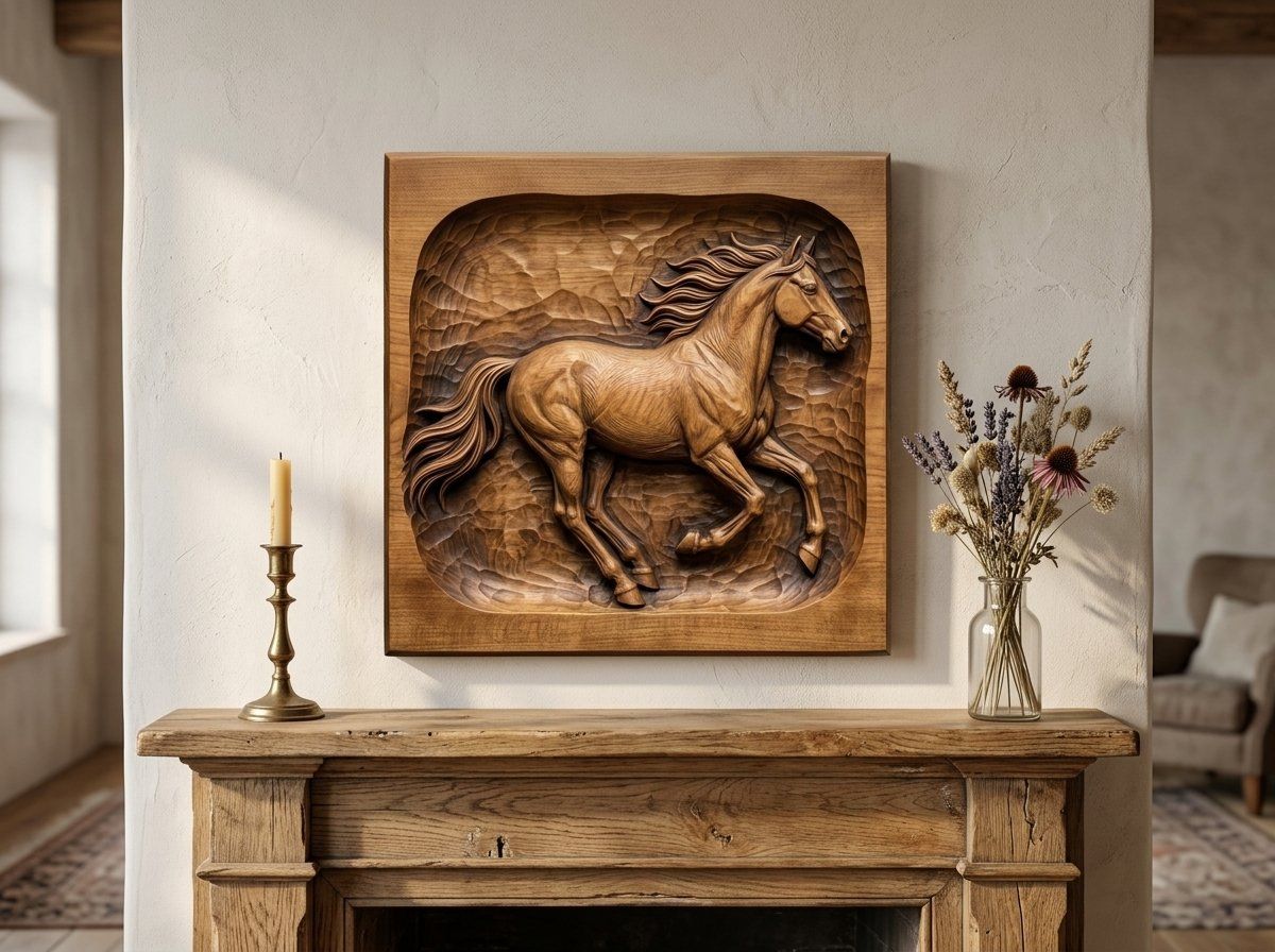 Galloping Stallion Horse CNC Relief STL bas-relief STL — view 13