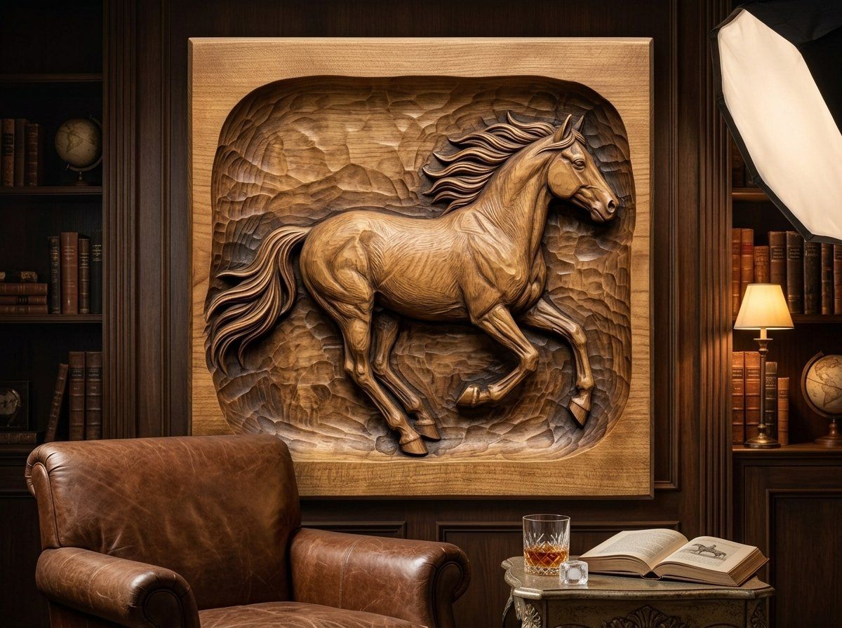 Galloping Stallion Horse CNC Relief STL bas-relief STL — view 14