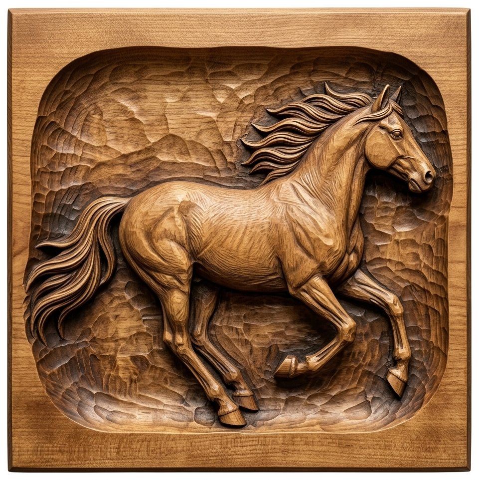 Galloping Stallion Horse CNC Relief STL bas-relief STL — view 4