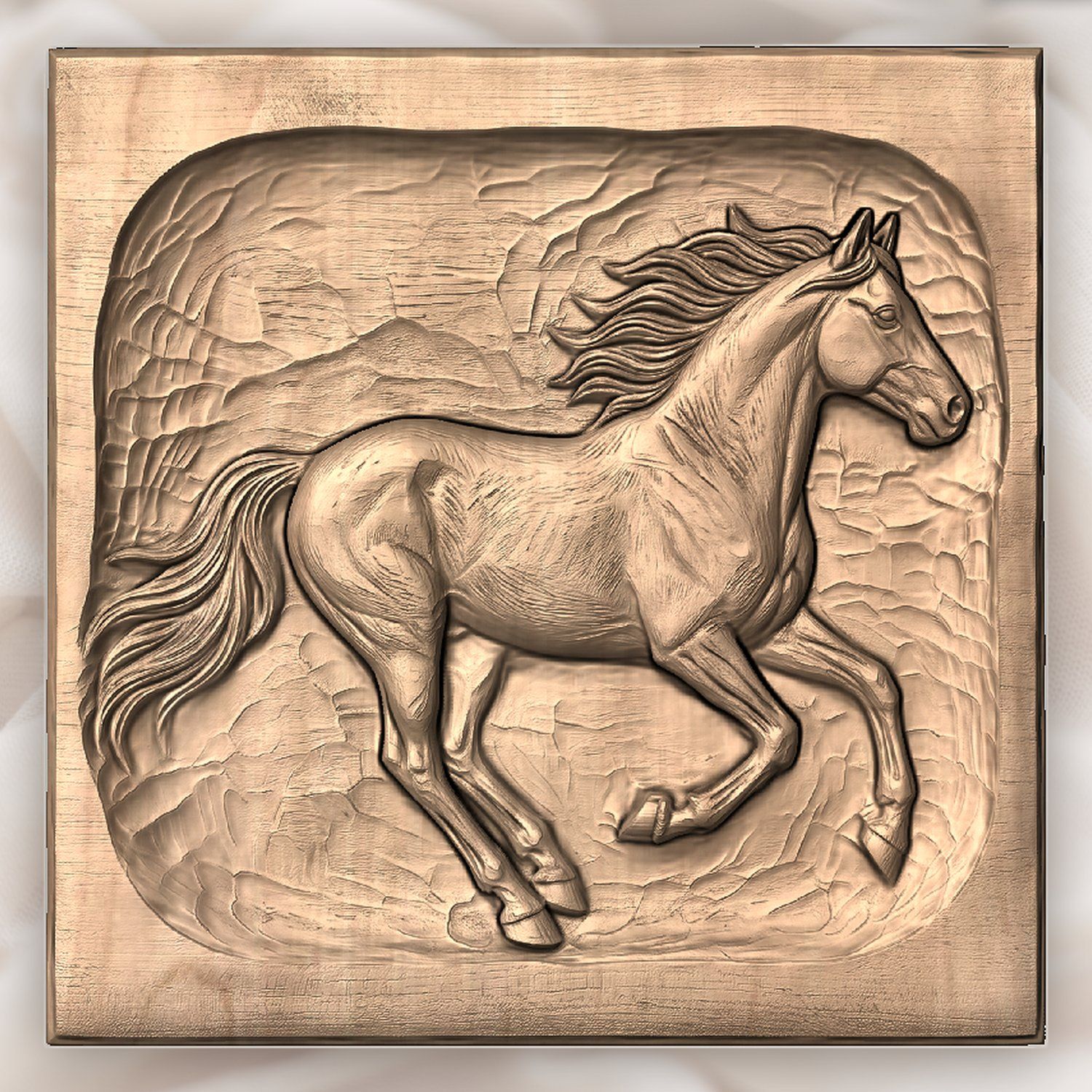 Galloping Stallion Horse CNC Relief STL bas-relief STL — view 5