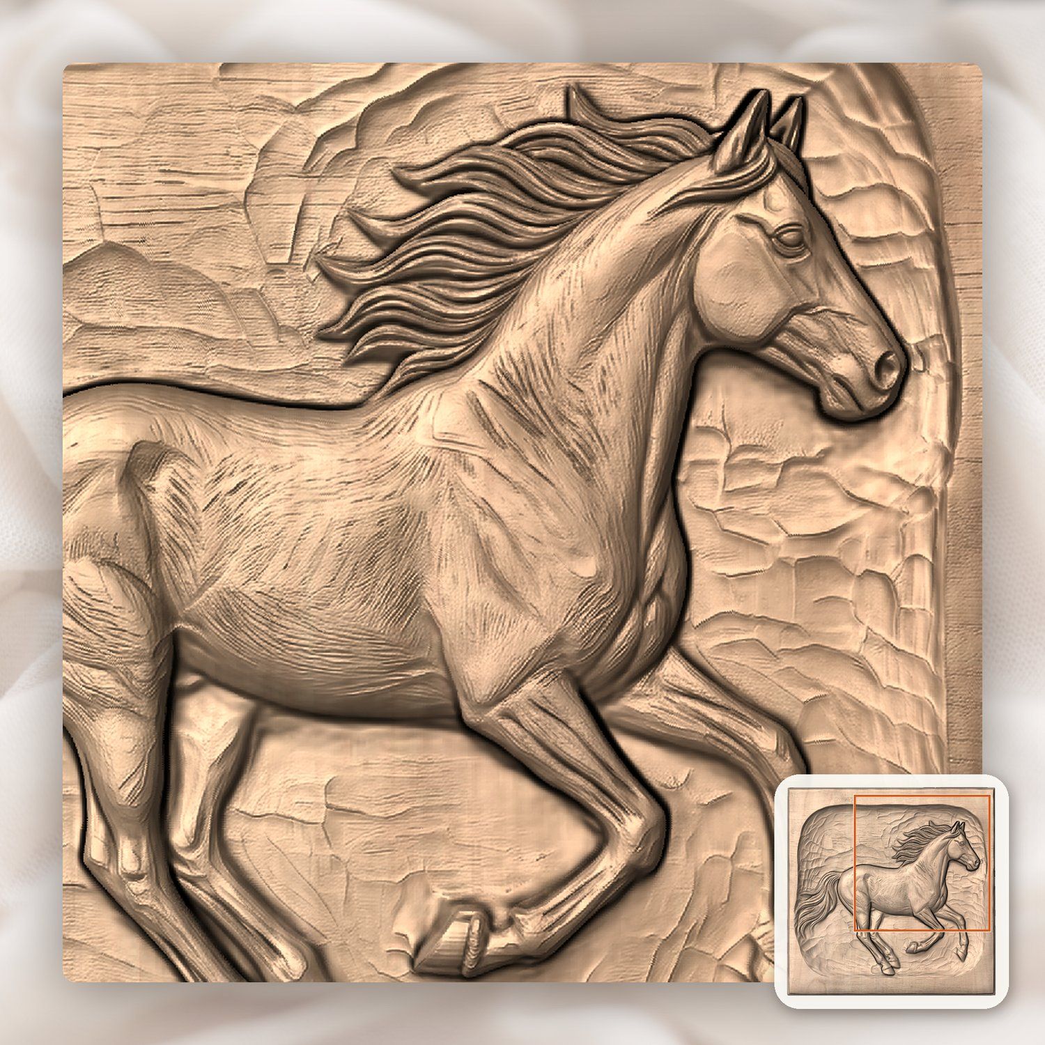 Galloping Stallion Horse CNC Relief STL bas-relief STL — view 7