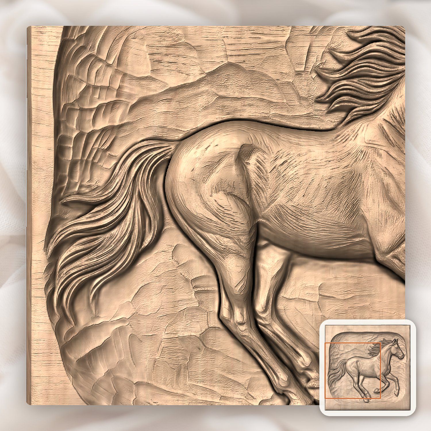Galloping Stallion Horse CNC Relief STL bas-relief STL — view 8