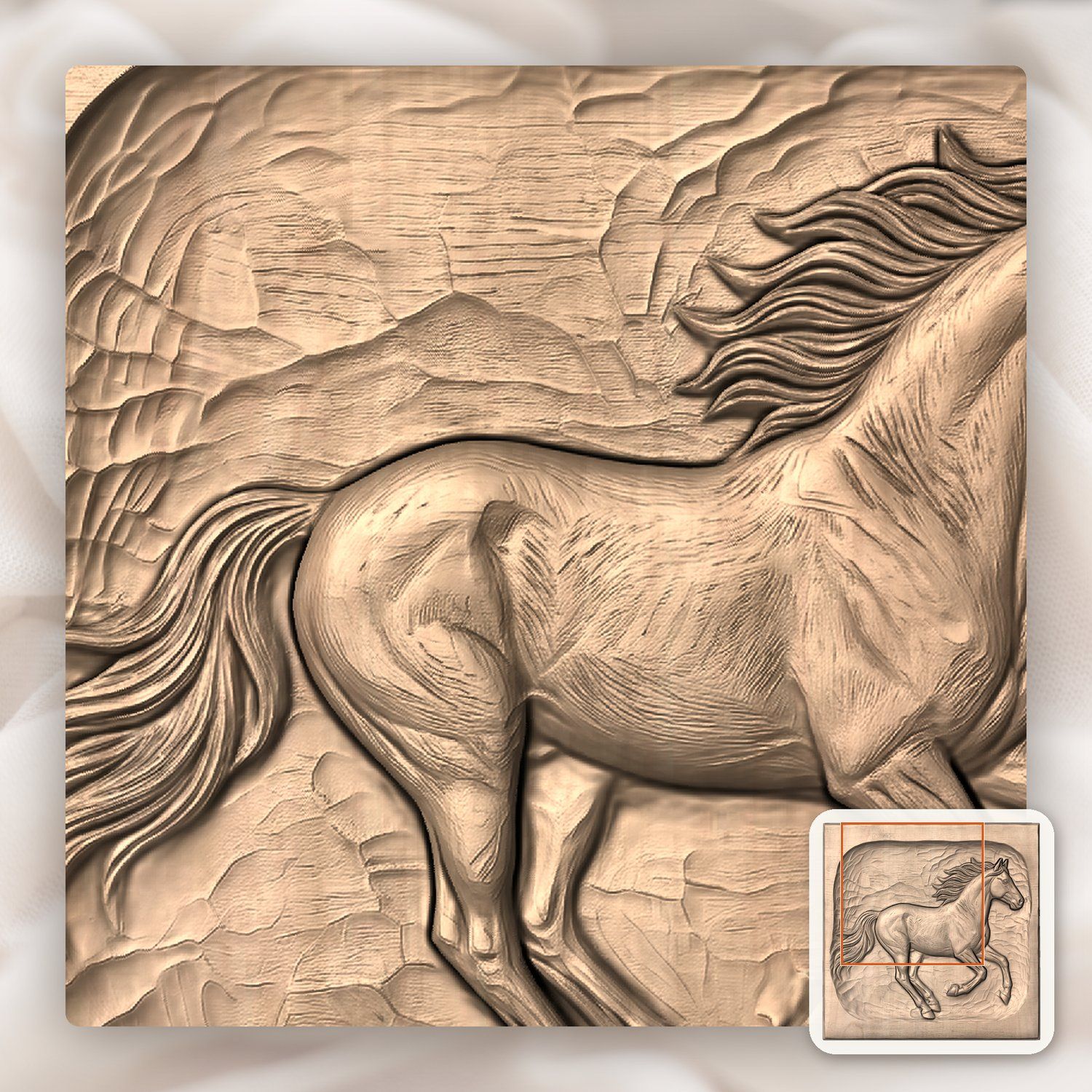 Galloping Stallion Horse CNC Relief STL bas-relief STL — view 9