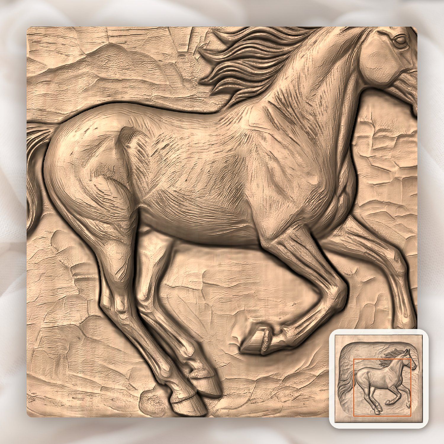 Galloping Stallion Horse CNC Relief STL bas-relief STL — view 10