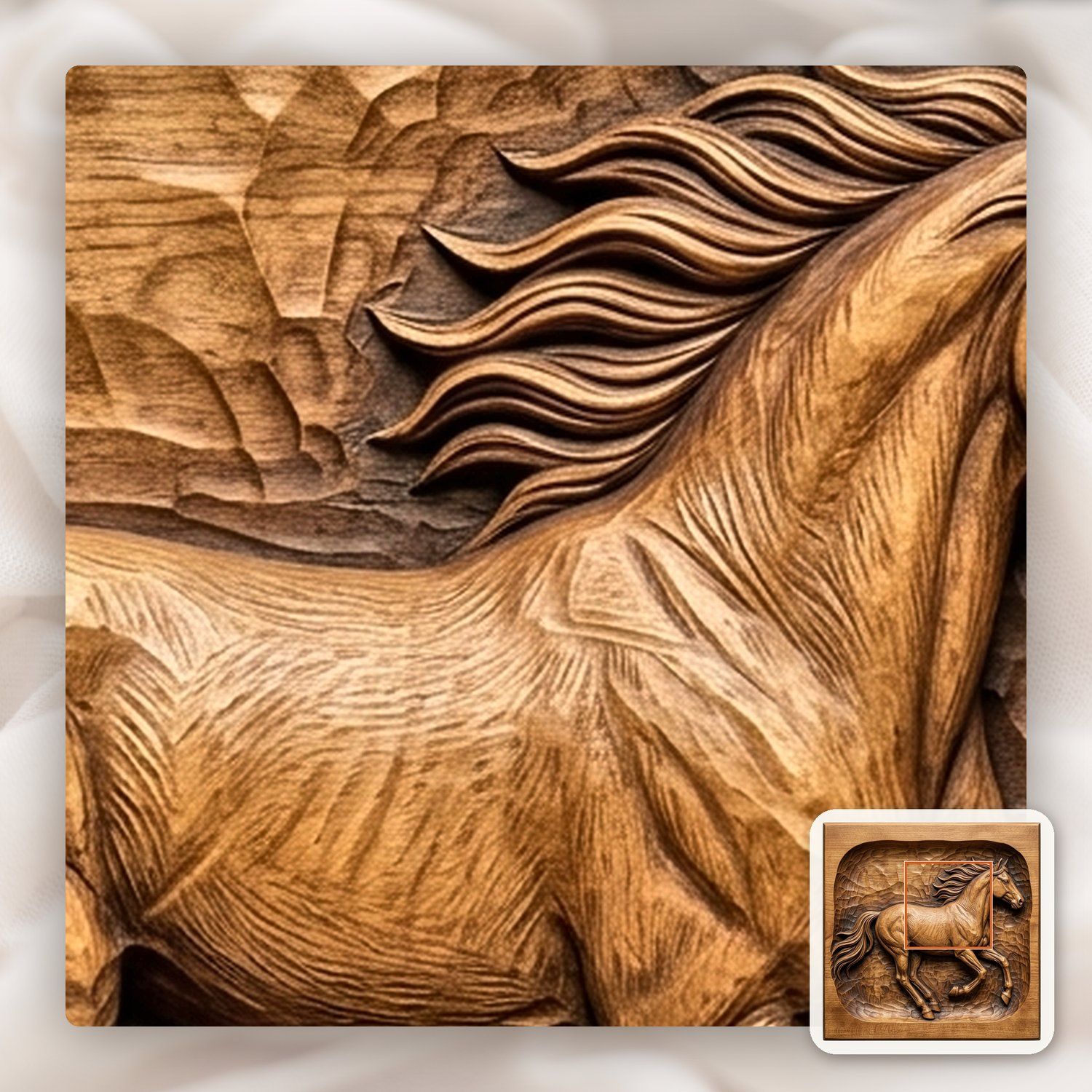 Galloping Stallion Horse CNC Relief STL bas-relief STL — view 11