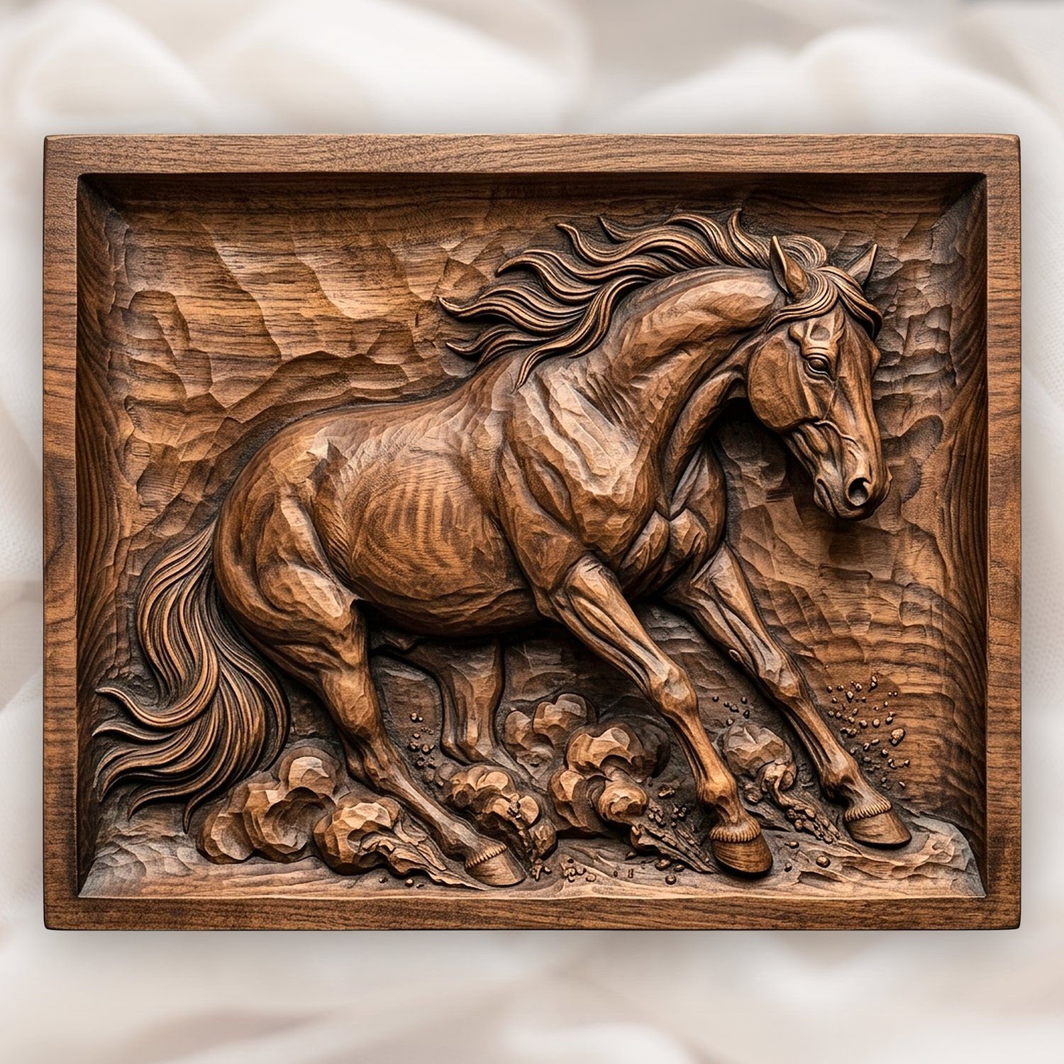 Galloping Stallion Sliding To A Halt CNC Relief STL bas-relief STL design