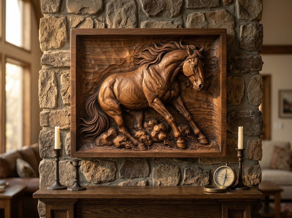 Galloping Stallion Sliding To A Halt CNC Relief STL bas-relief STL — view 13