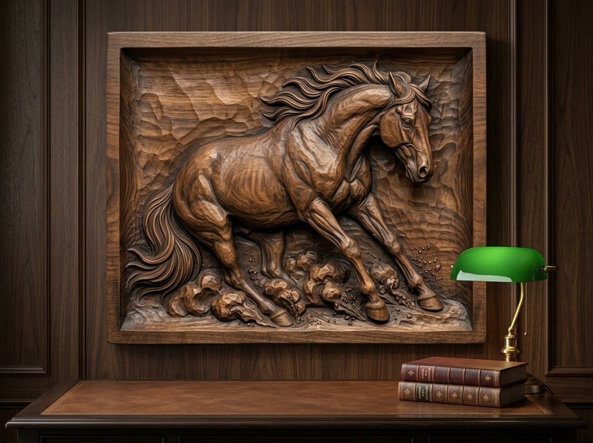 Galloping Stallion Sliding To A Halt CNC Relief STL bas-relief STL — view 14