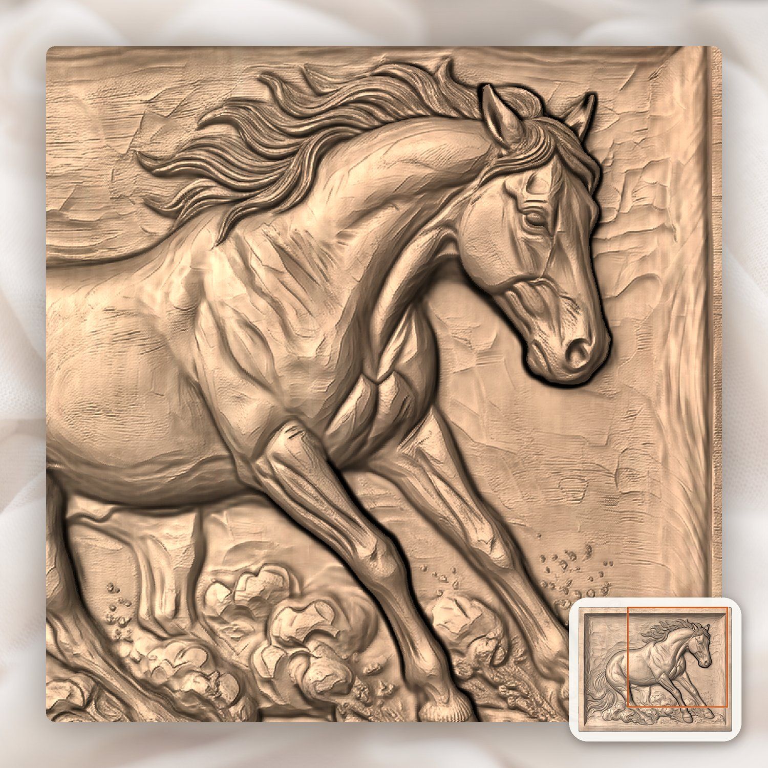 Galloping Stallion Sliding To A Halt CNC Relief STL bas-relief STL — view 7