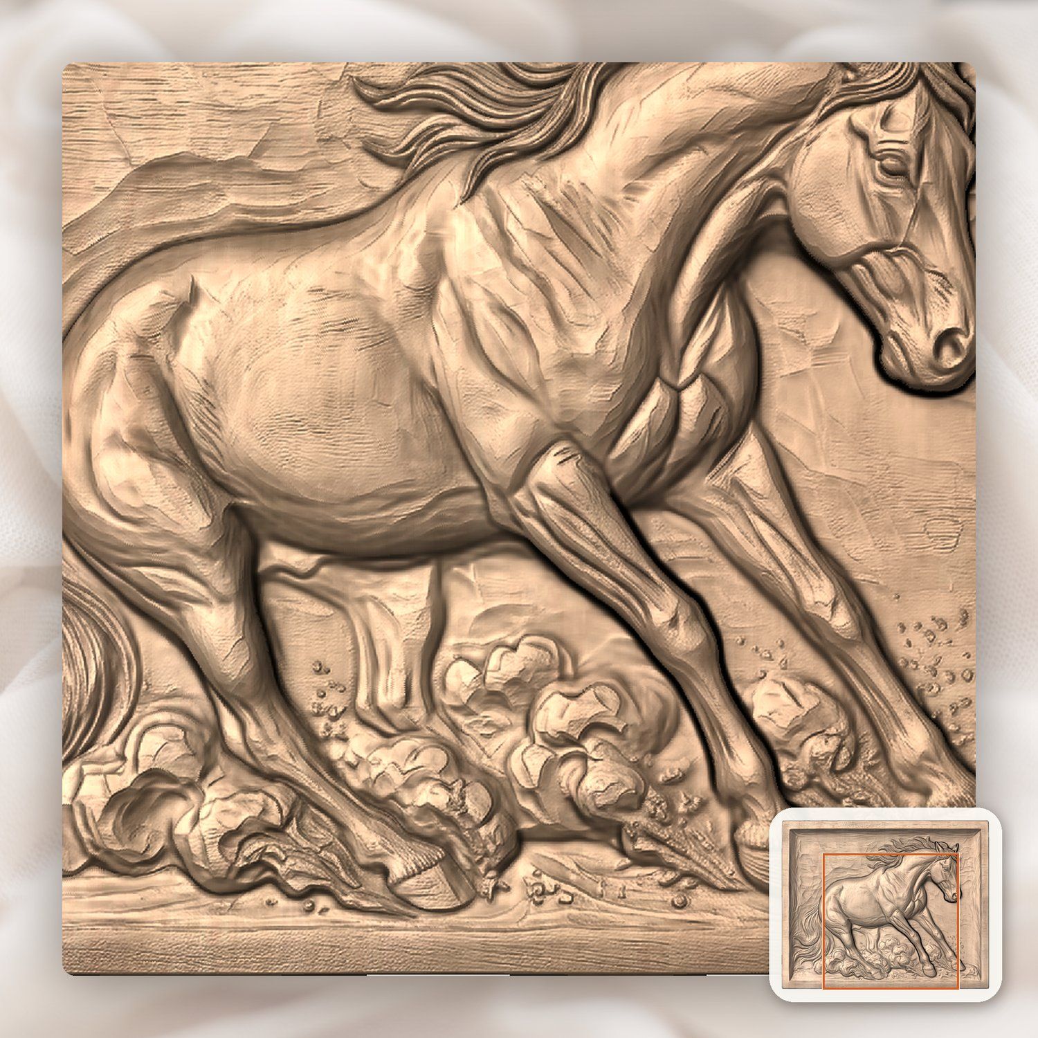 Galloping Stallion Sliding To A Halt CNC Relief STL bas-relief STL — view 8