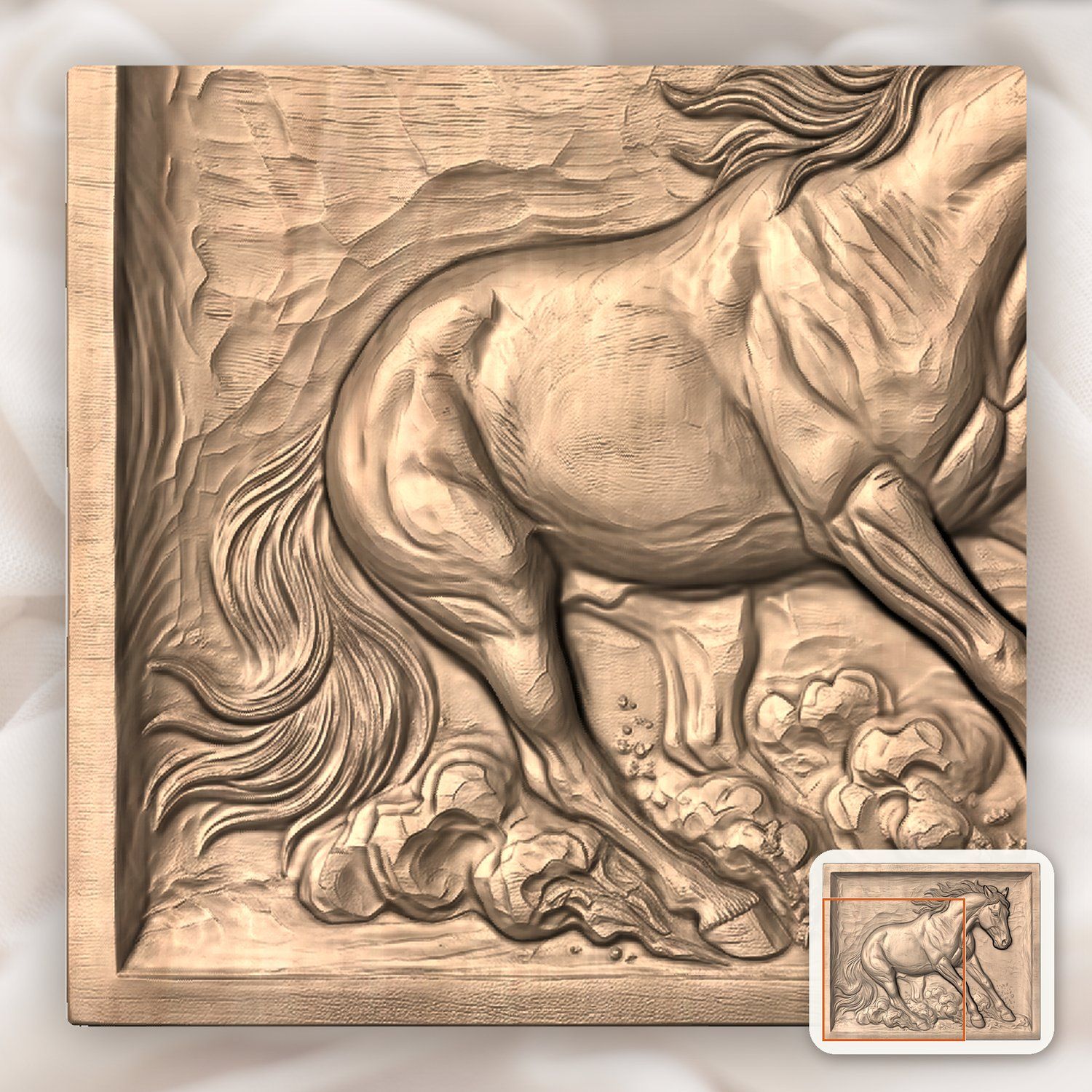 Galloping Stallion Sliding To A Halt CNC Relief STL bas-relief STL — view 9