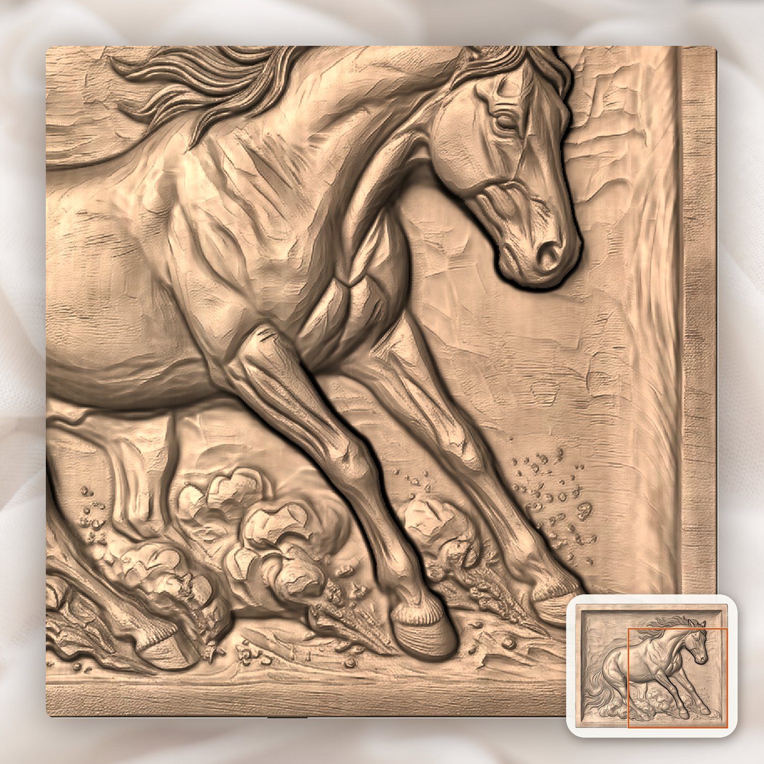 Galloping Stallion Sliding To A Halt CNC Relief STL bas-relief STL — view 10