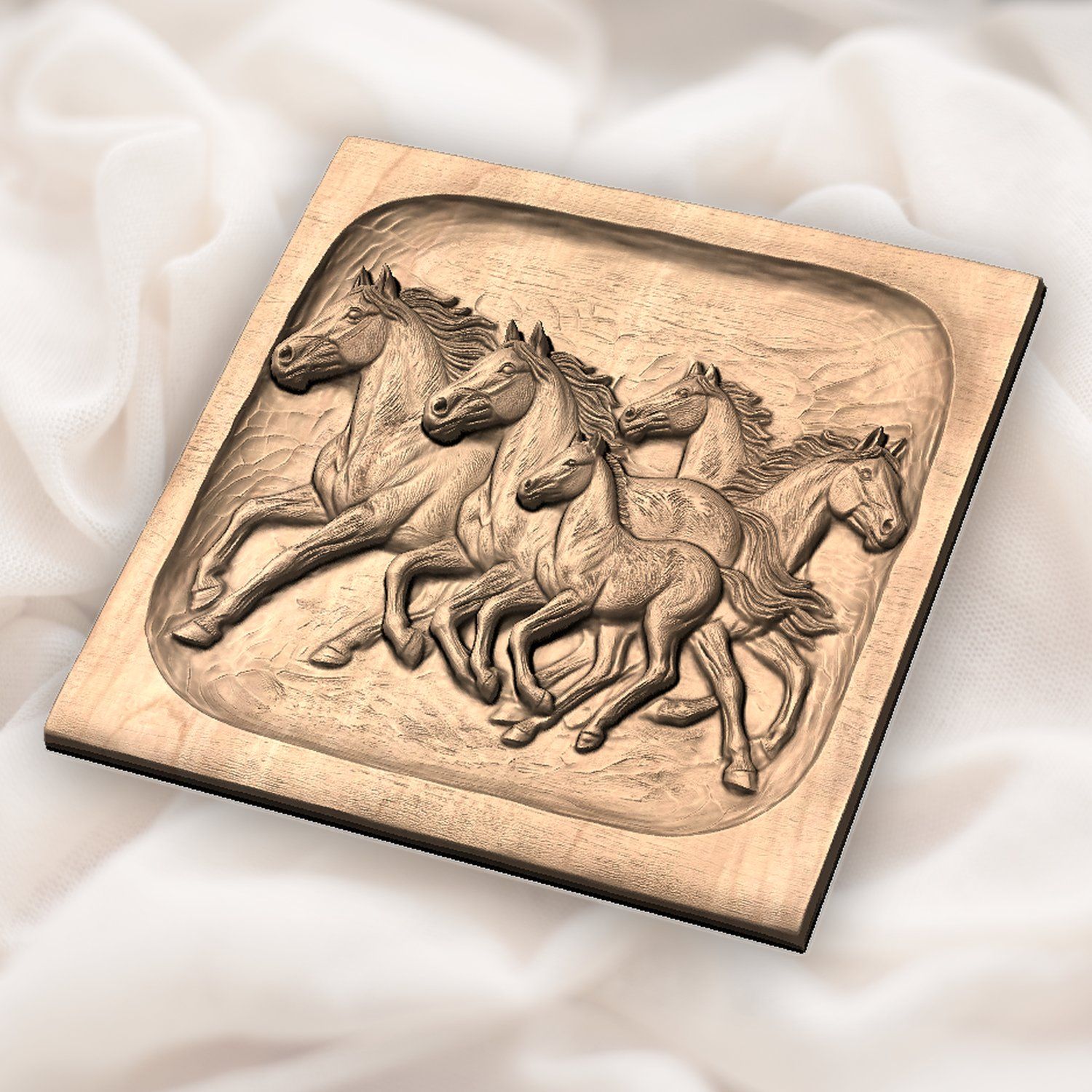 Galloping Wild Mustangs Horse Herd CNC Relief STL bas-relief STL — view 6