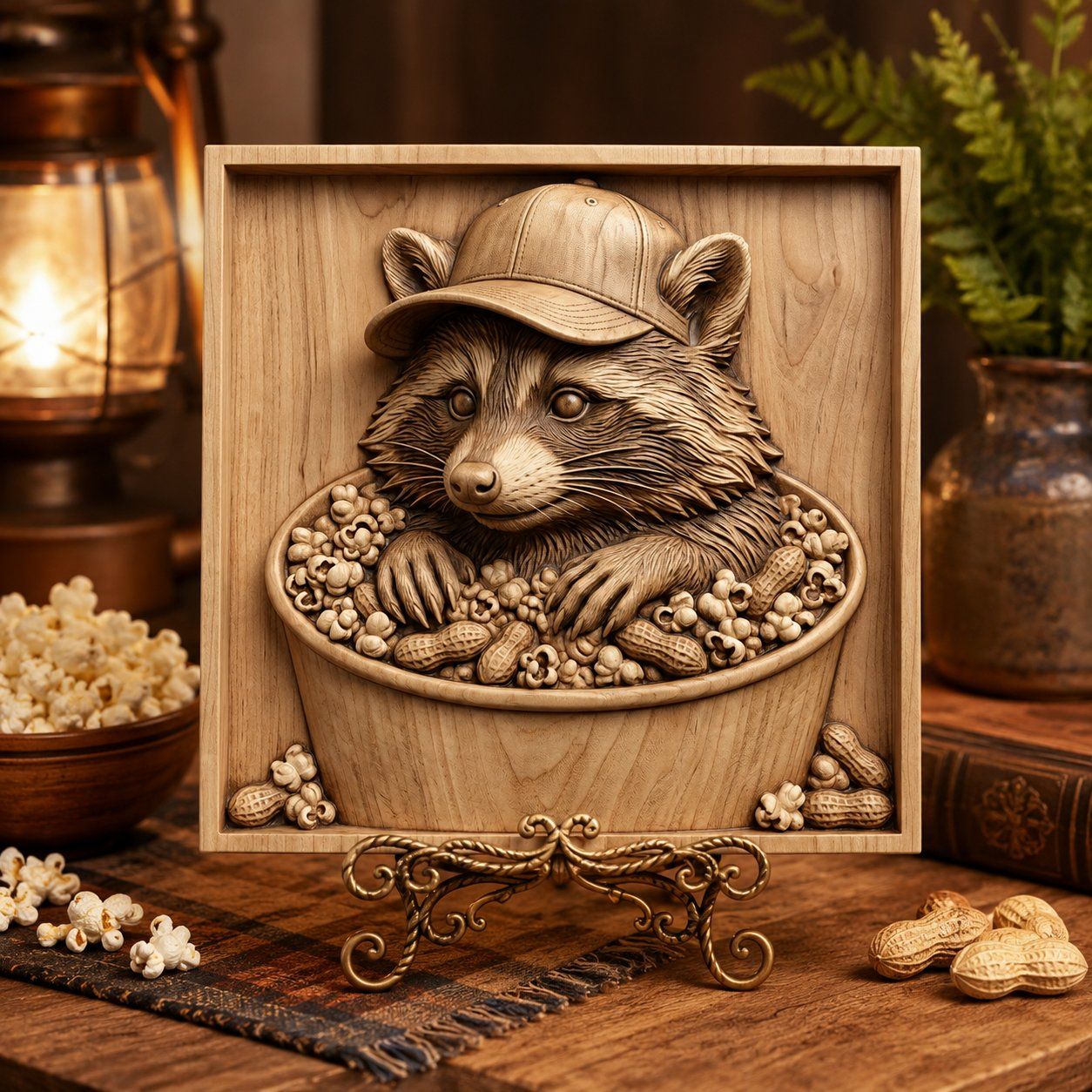 Game Day Raccoon Snack Bucket CNC Relief STL bas-relief STL — view 4