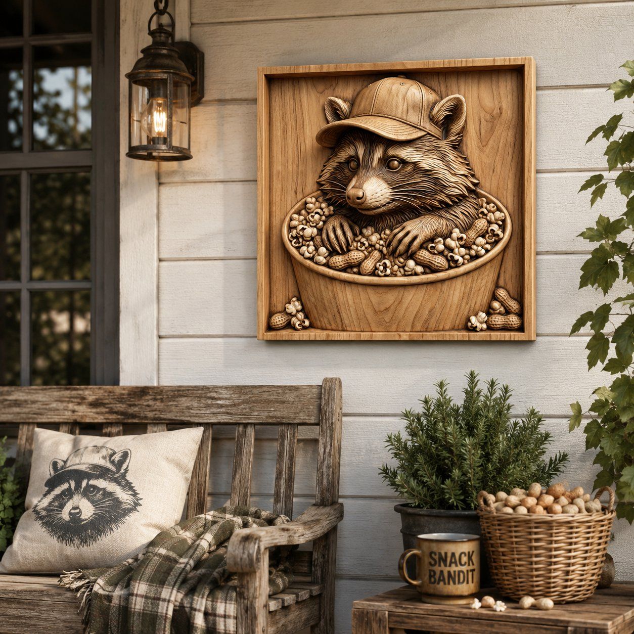 Game Day Raccoon Snack Bucket CNC Relief STL bas-relief STL — view 5