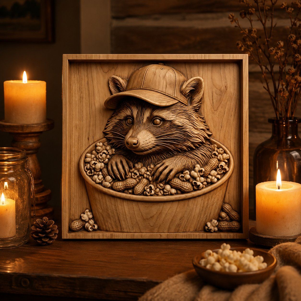 Game Day Raccoon Snack Bucket CNC Relief STL bas-relief STL — view 7