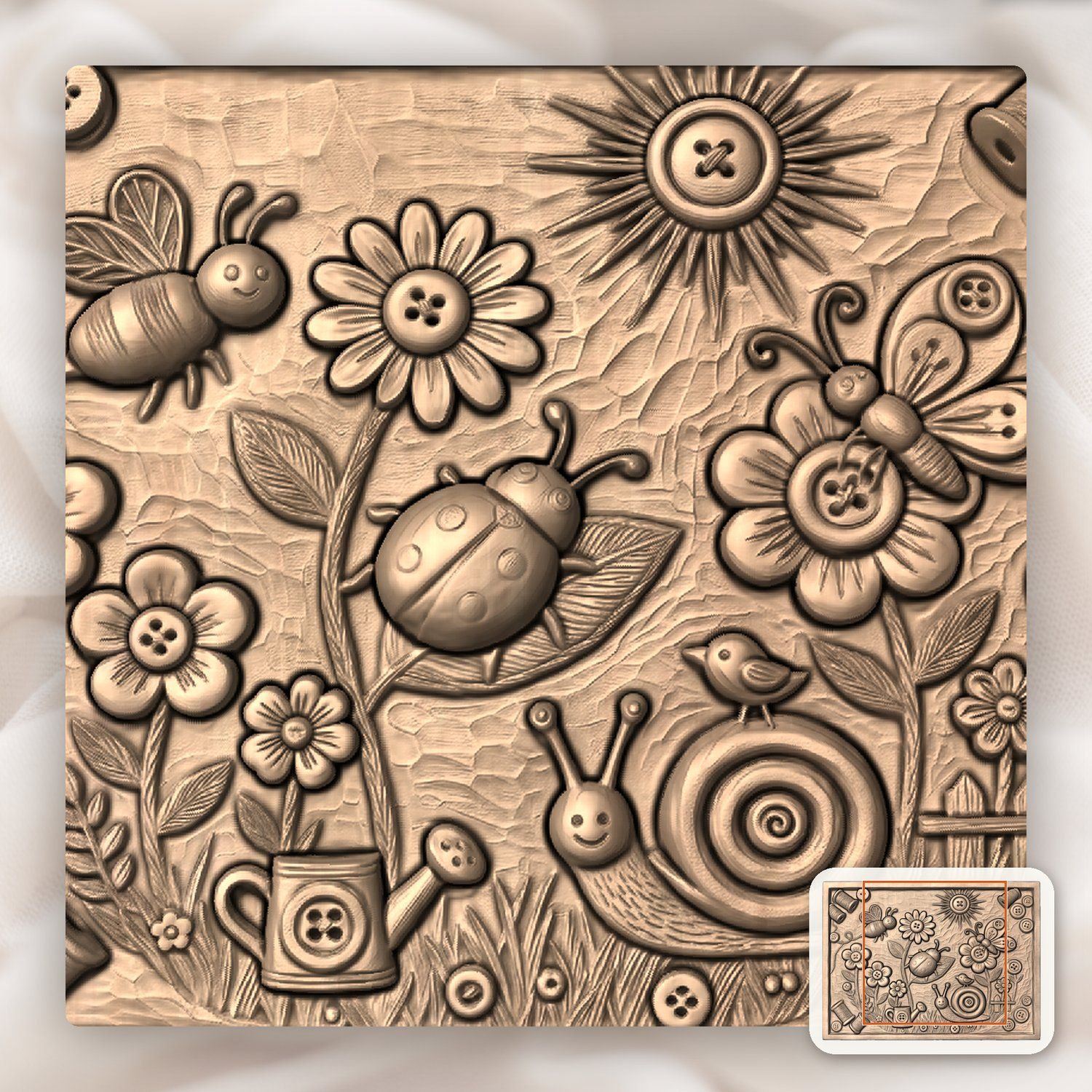Garden Nature Scene CNC Relief STL bas-relief STL — view 6