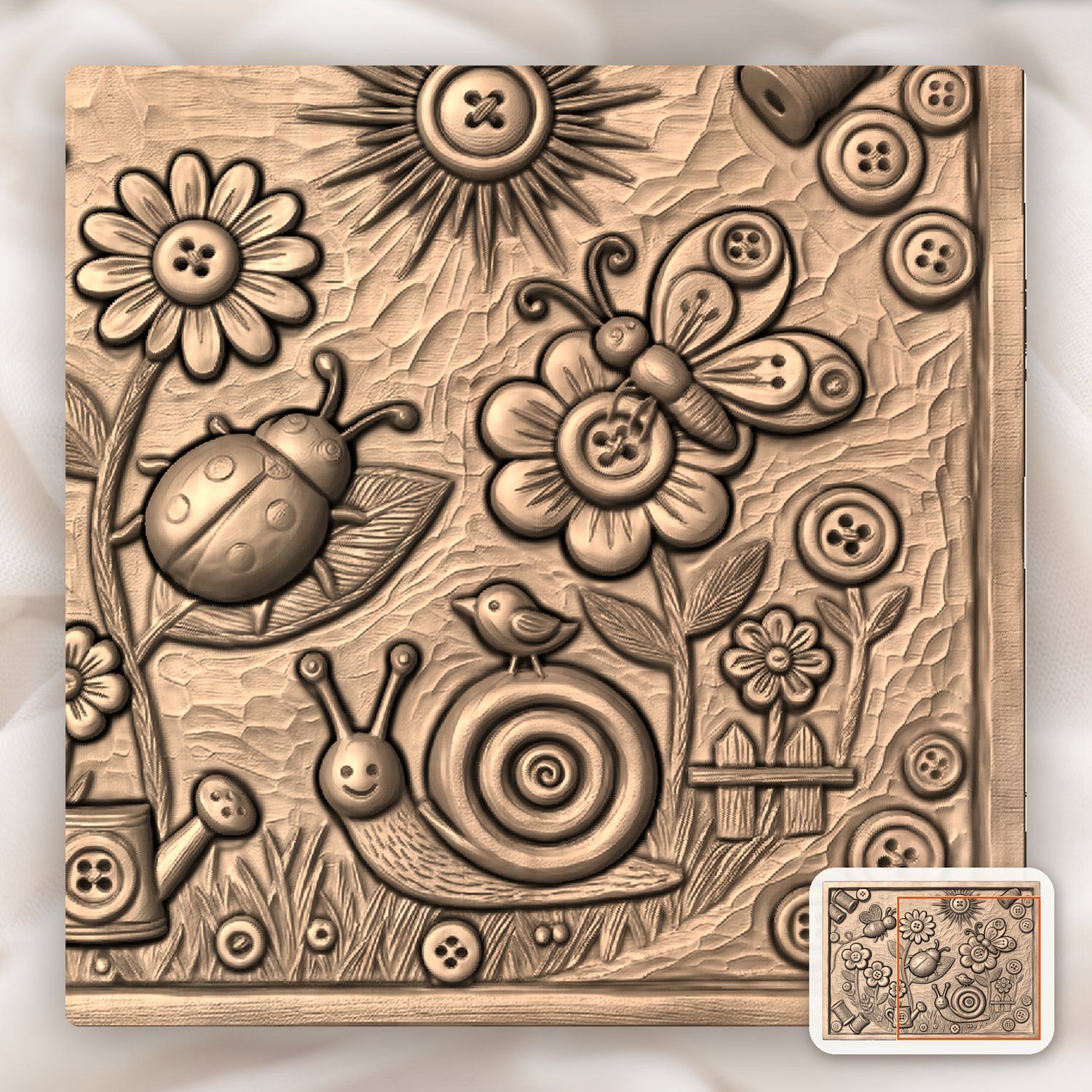 Garden Nature Scene CNC Relief STL bas-relief STL — view 7
