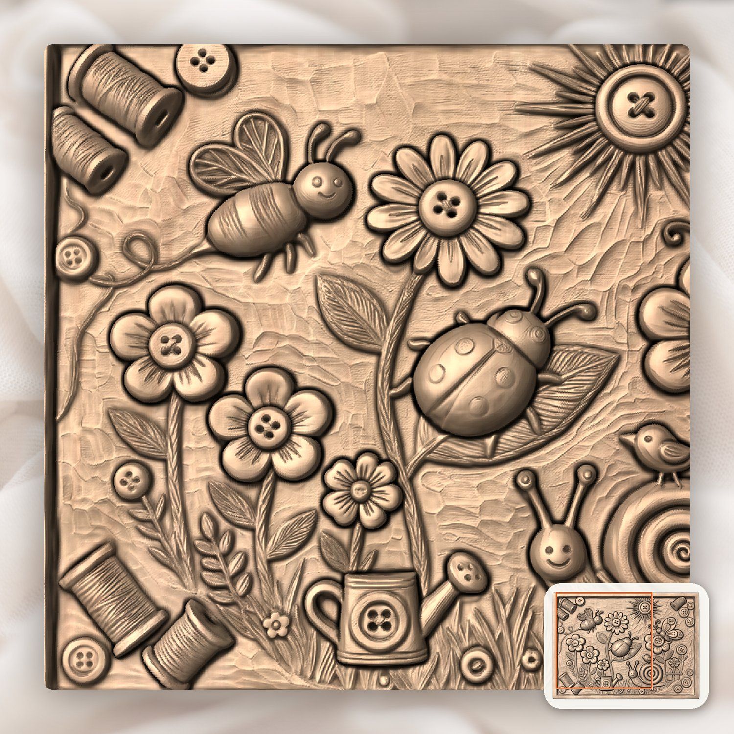 Garden Nature Scene CNC Relief STL bas-relief STL — view 8
