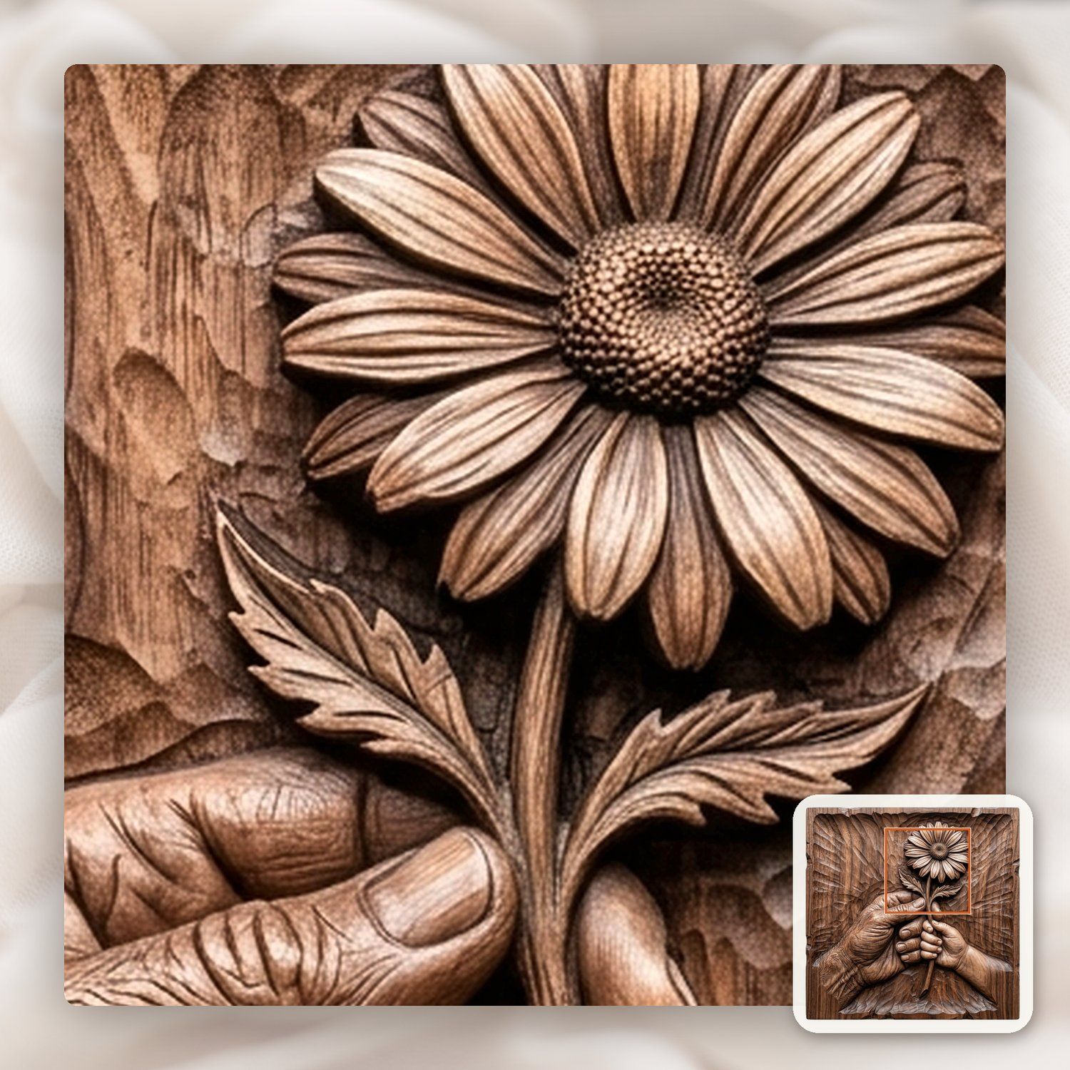 Generational Hands Holding Flower CNC Relief STL bas-relief STL — view 10