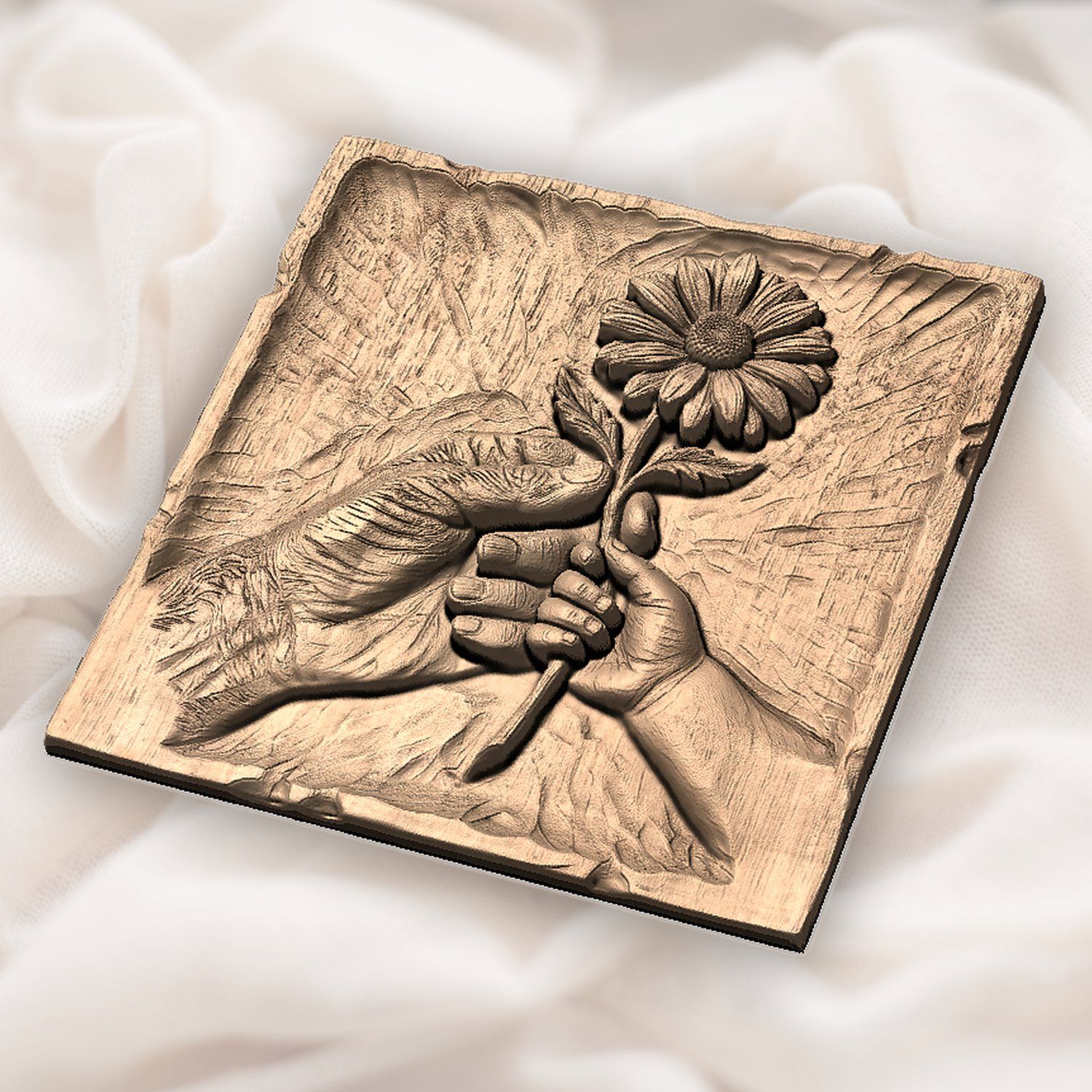 Generational Hands Holding Flower CNC Relief STL bas-relief STL — view 4