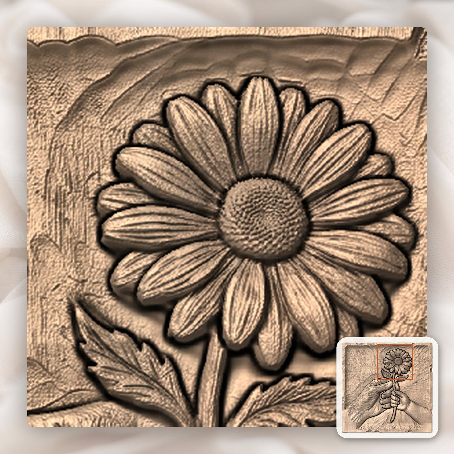 Generational Hands Holding Flower CNC Relief STL bas-relief STL — view 7