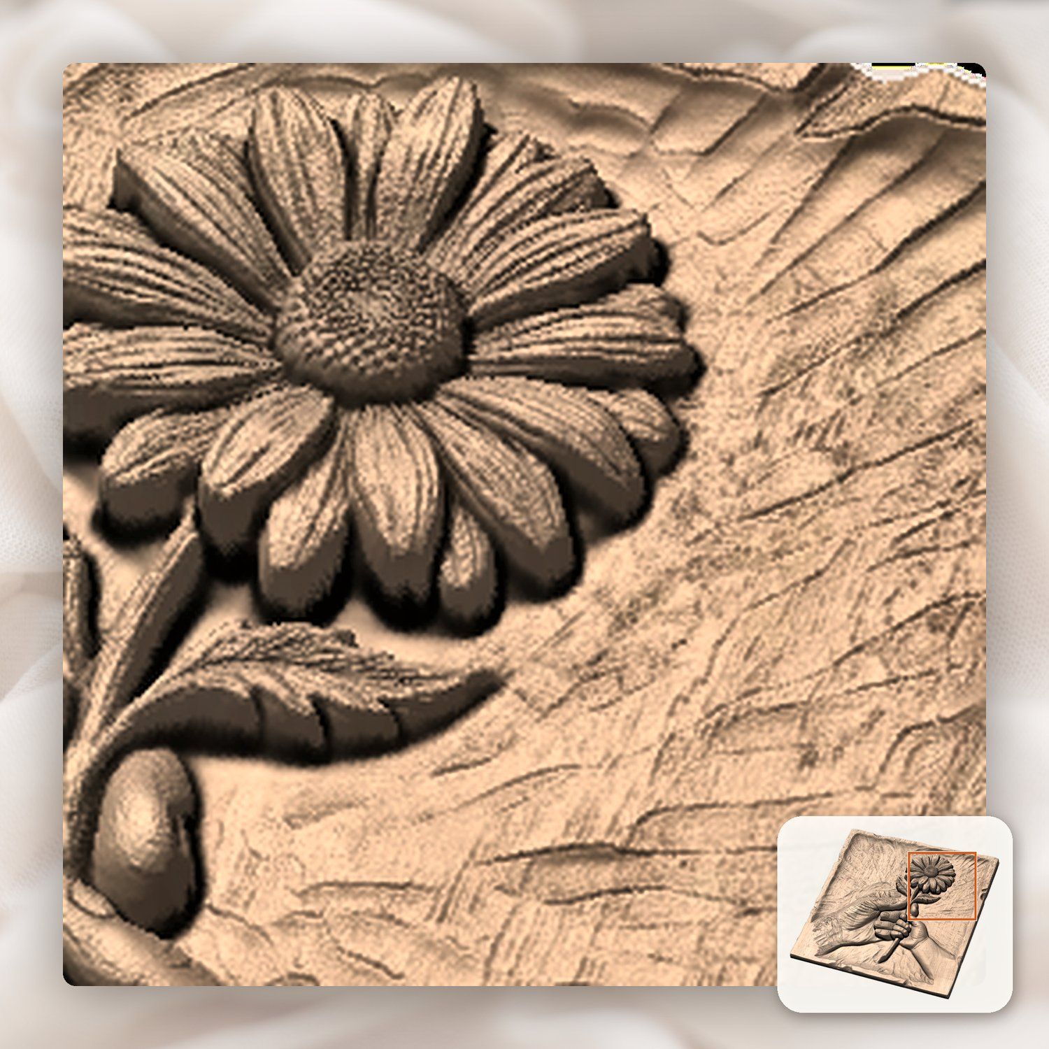 Generational Hands Holding Flower CNC Relief STL bas-relief STL — view 9