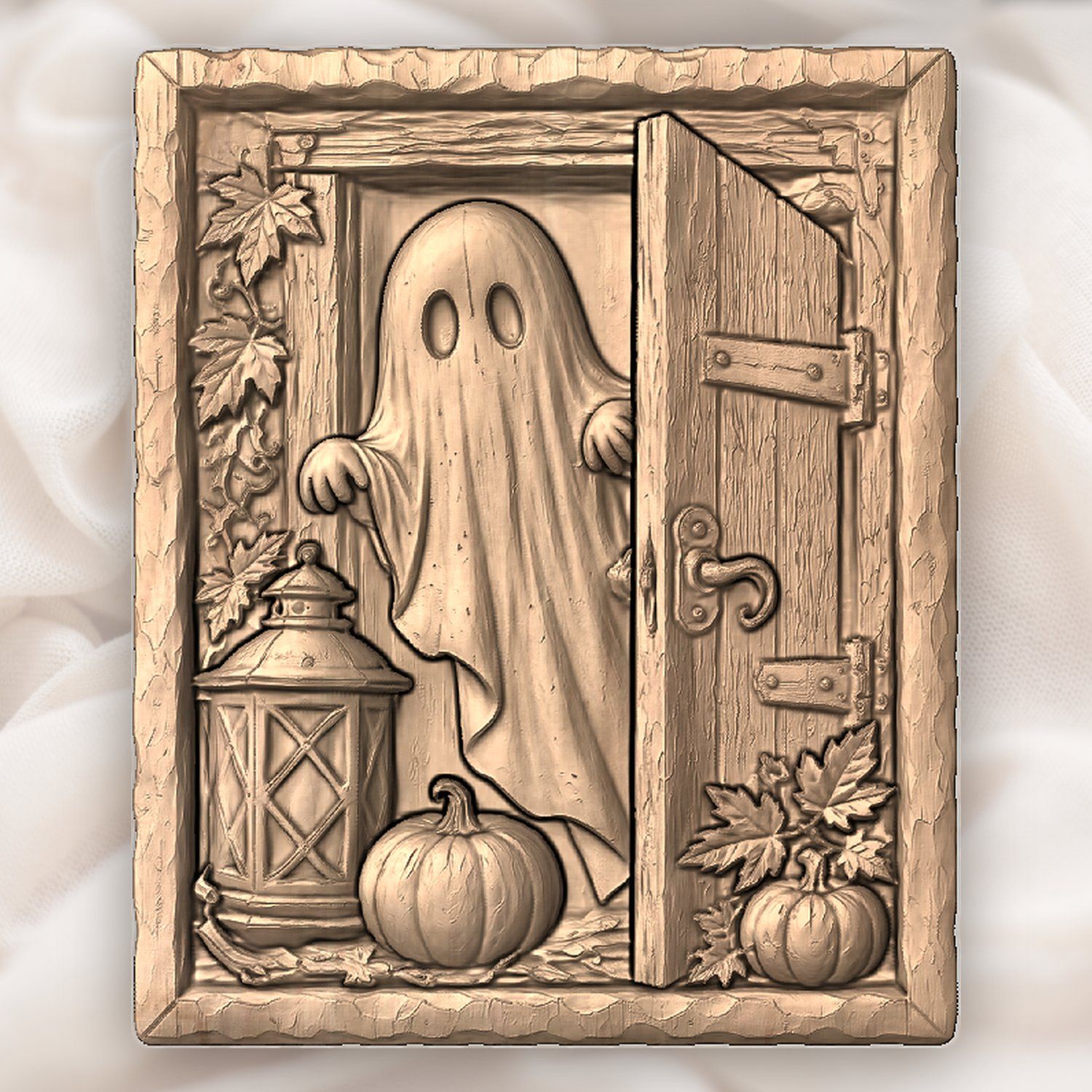 Ghost Peeking Door CNC Relief STL bas-relief STL — view 3