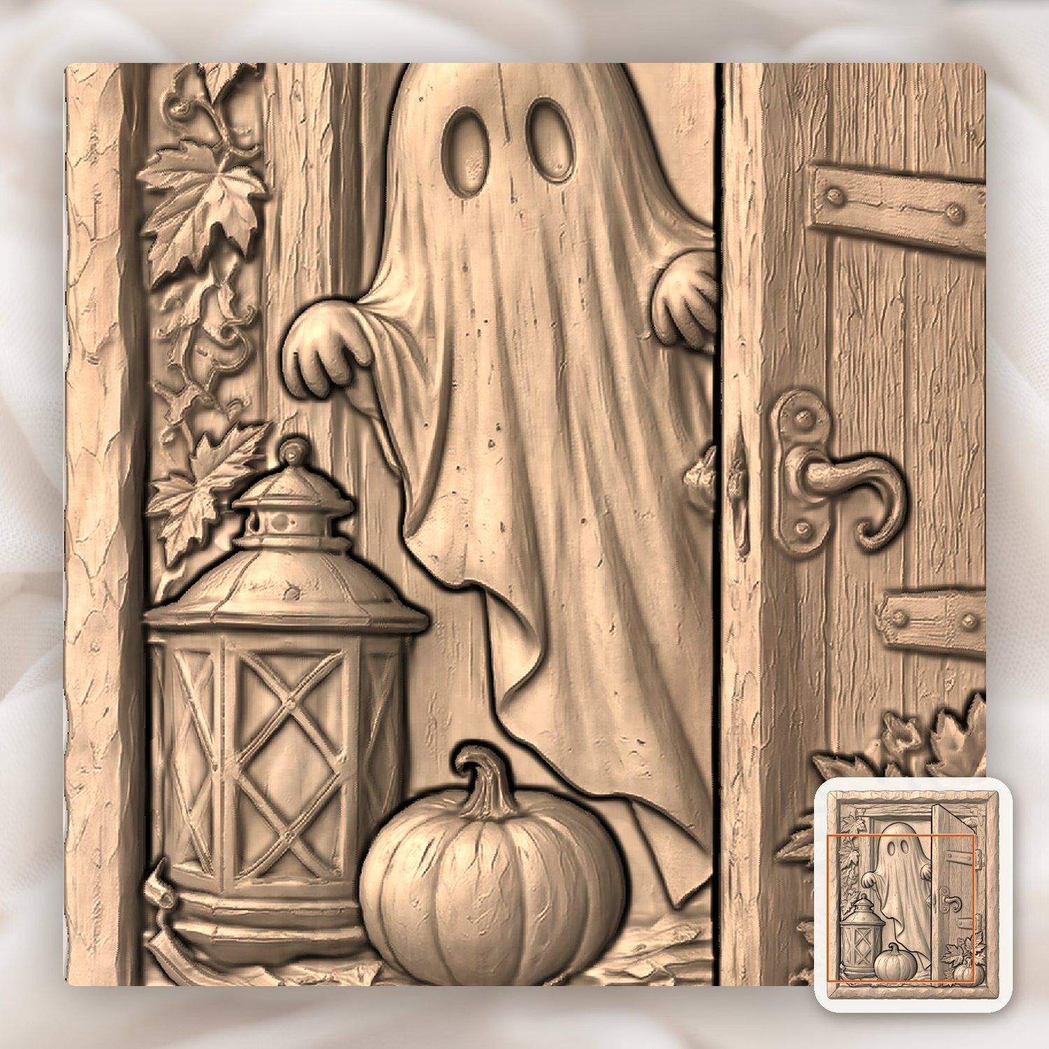Ghost Peeking Door CNC Relief STL bas-relief STL — view 5