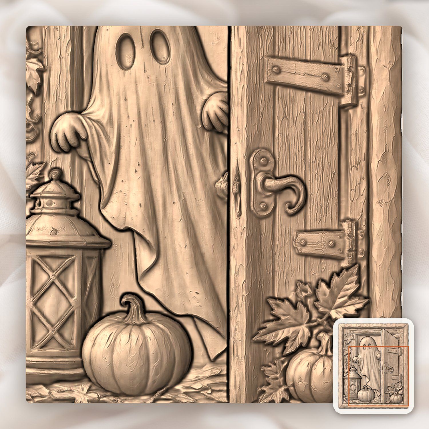 Ghost Peeking Door CNC Relief STL bas-relief STL — view 7