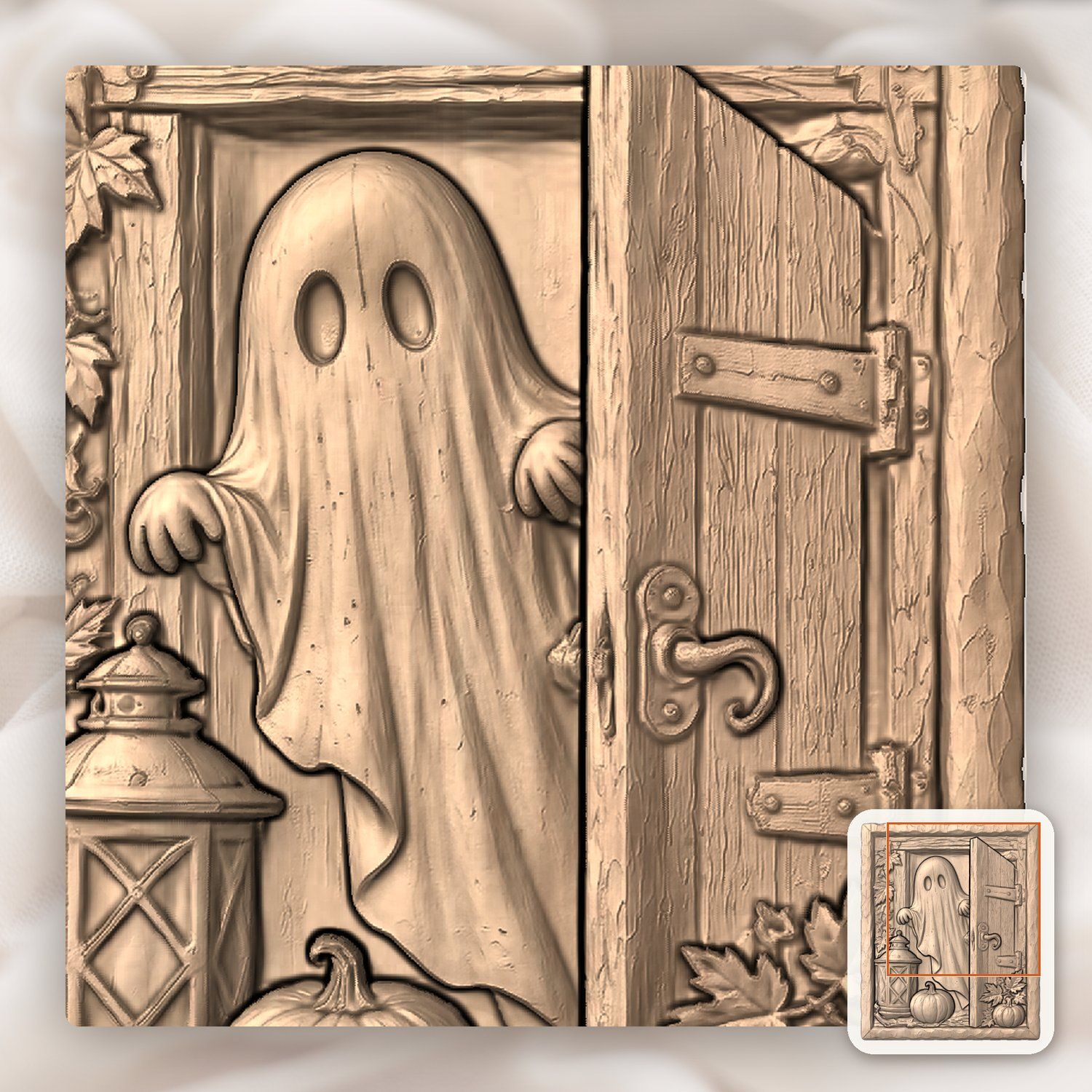 Ghost Peeking Door CNC Relief STL bas-relief STL — view 8