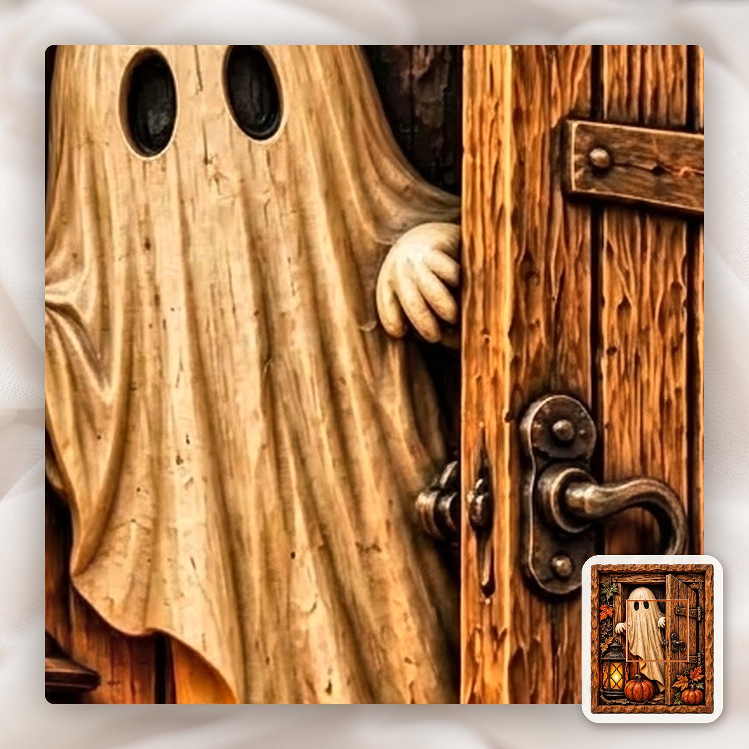 Ghost Peeking Door CNC Relief STL bas-relief STL — view 9