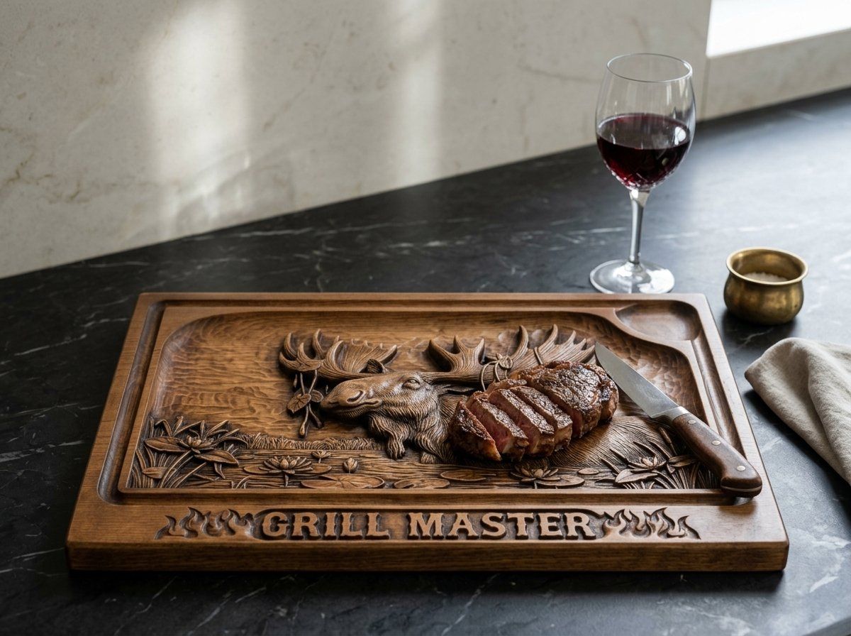Giant Bull Moose BBQ Carving Board CNC Relief STL bas-relief STL — view 14