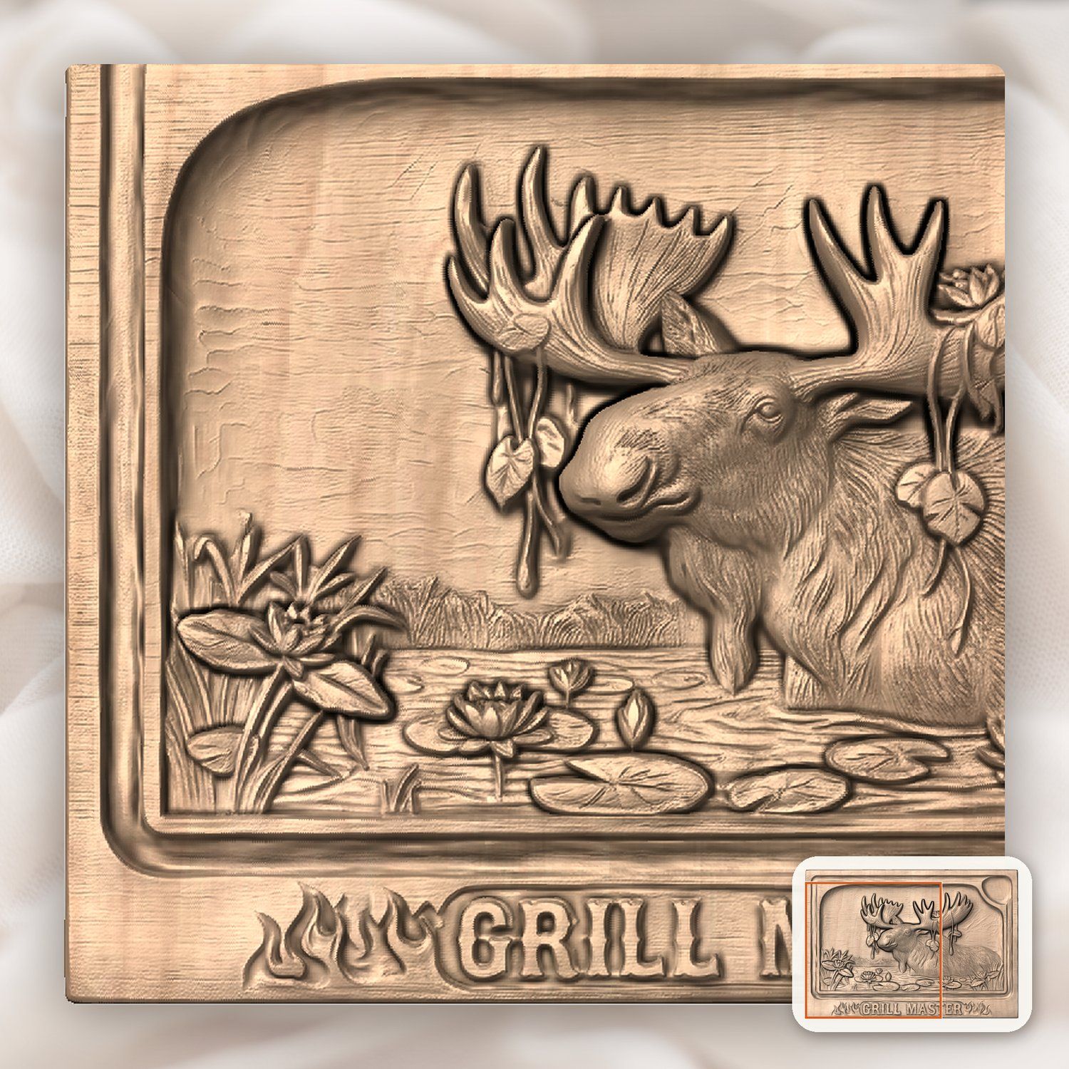 Giant Bull Moose BBQ Carving Board CNC Relief STL bas-relief STL — view 8
