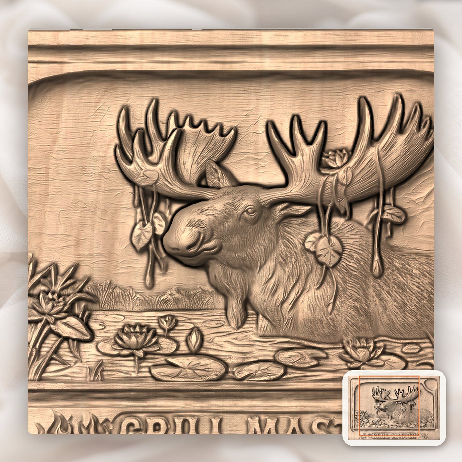 Giant Bull Moose BBQ Carving Board CNC Relief STL bas-relief STL — view 9