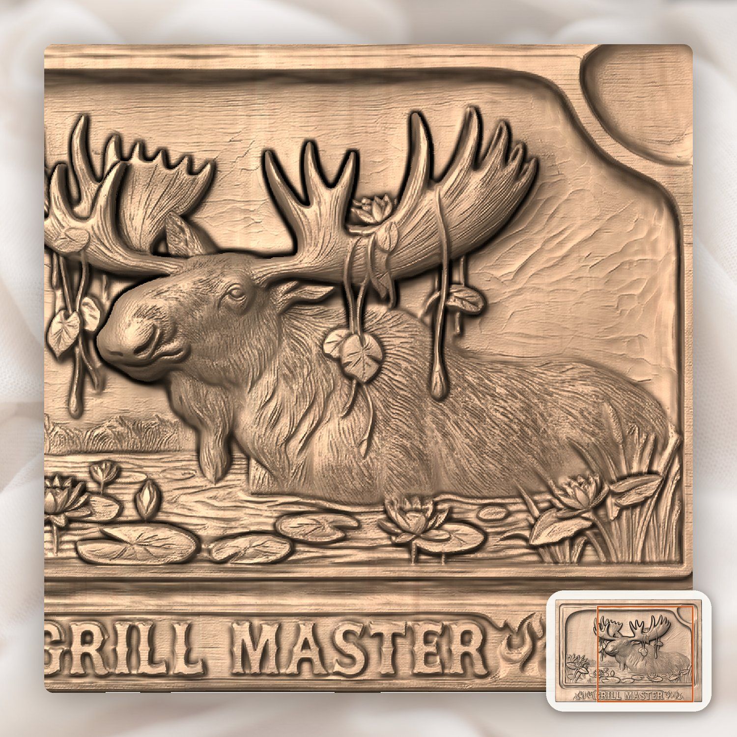 Giant Bull Moose BBQ Carving Board CNC Relief STL bas-relief STL — view 10