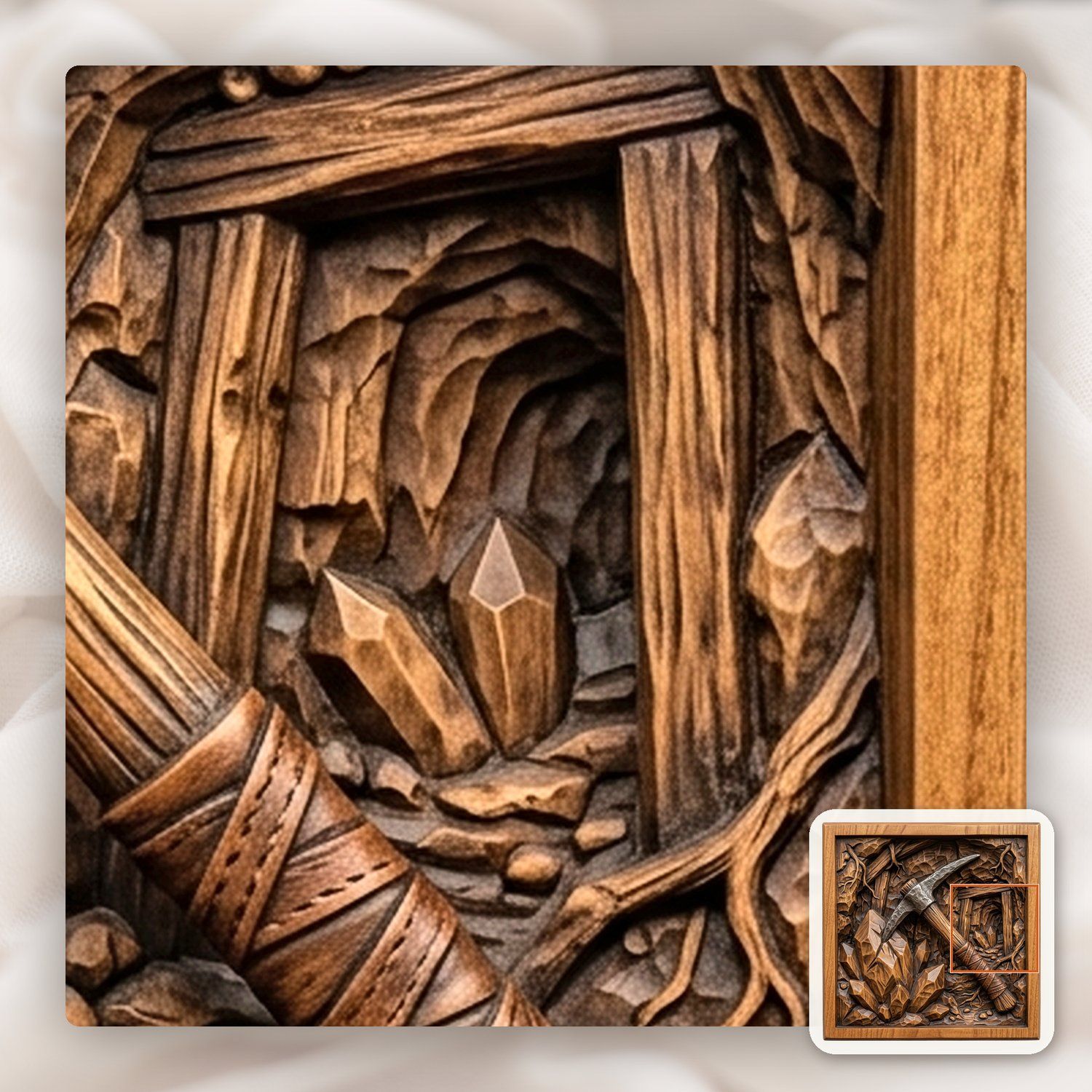Gnome Crystal Pickaxe CNC Relief STL bas-relief STL — view 12