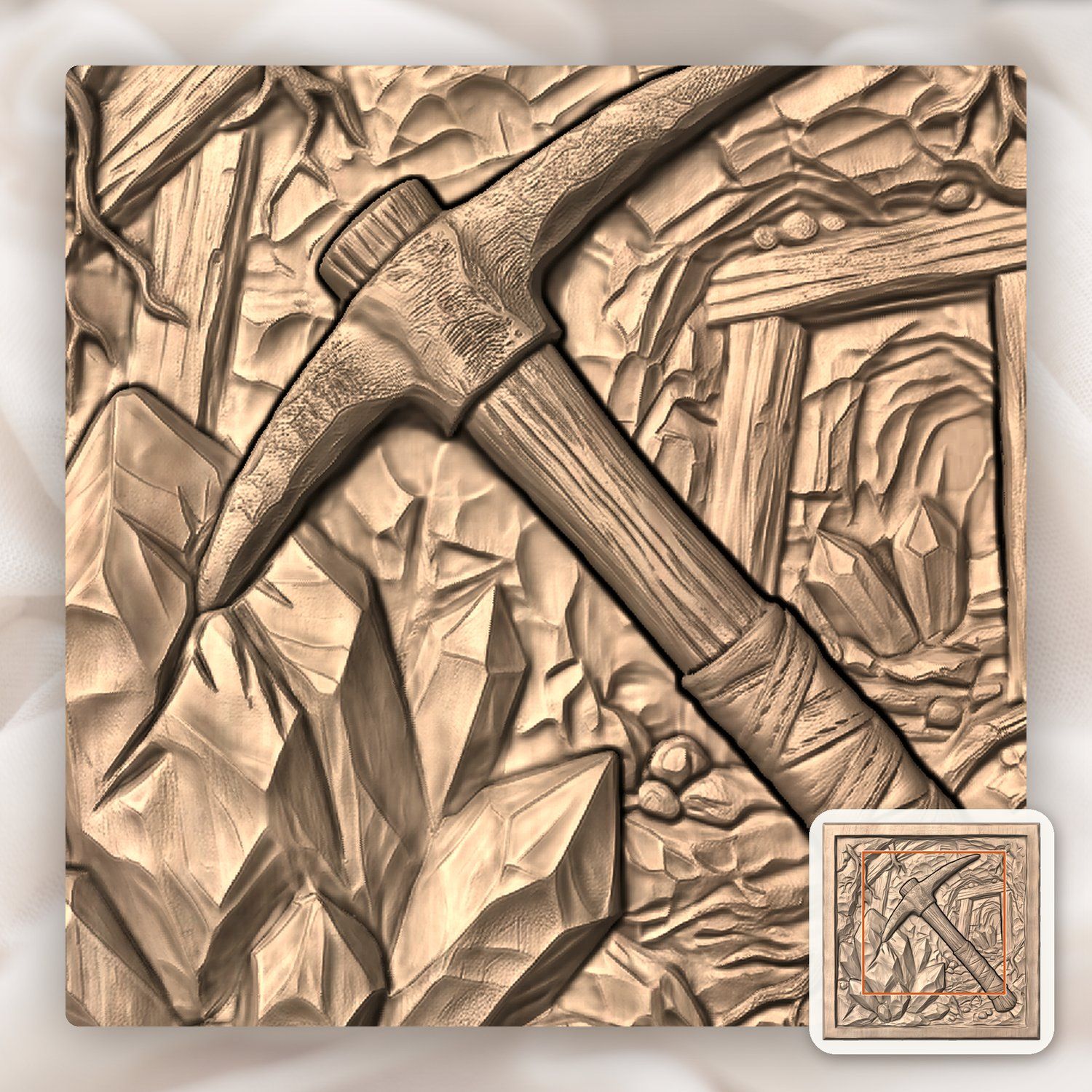 Gnome Crystal Pickaxe CNC Relief STL bas-relief STL — view 7