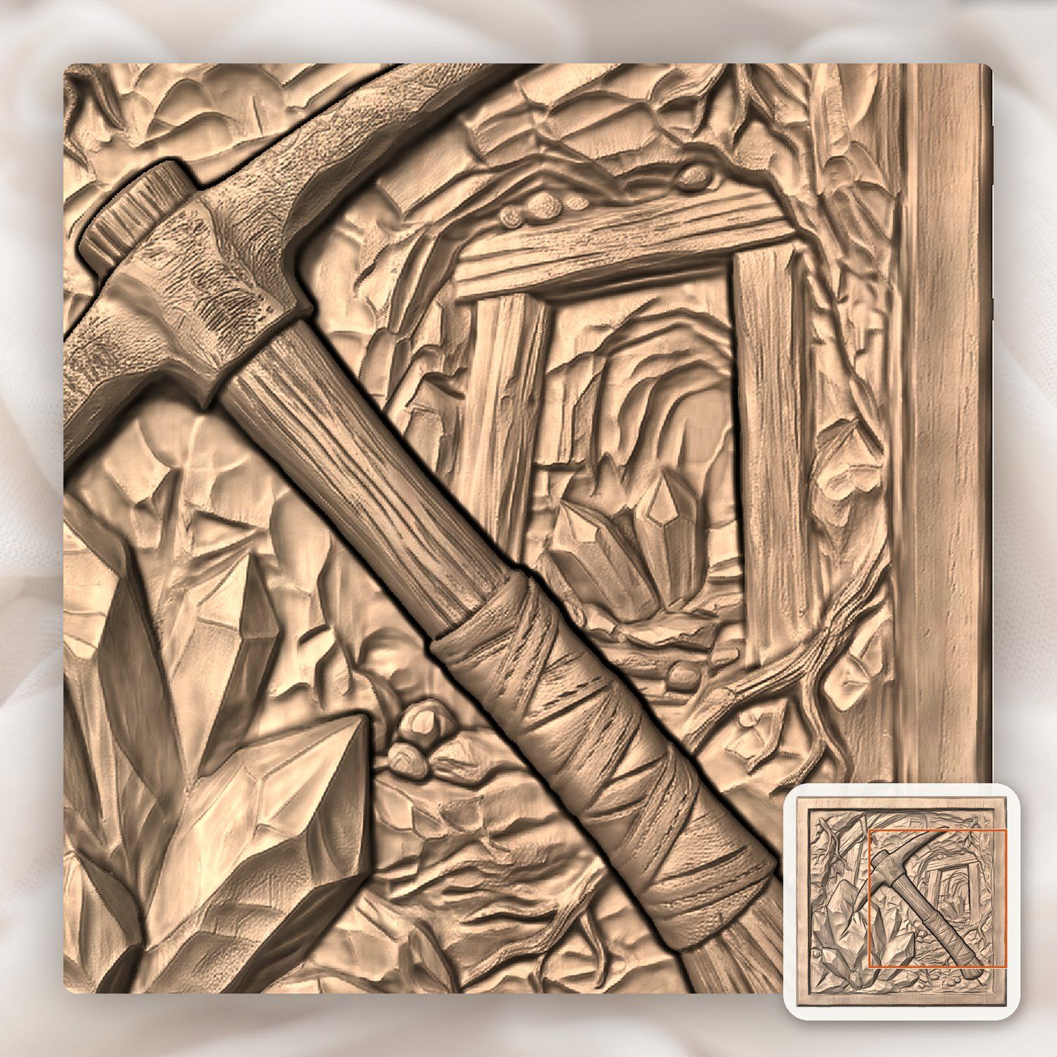 Gnome Crystal Pickaxe CNC Relief STL bas-relief STL — view 8