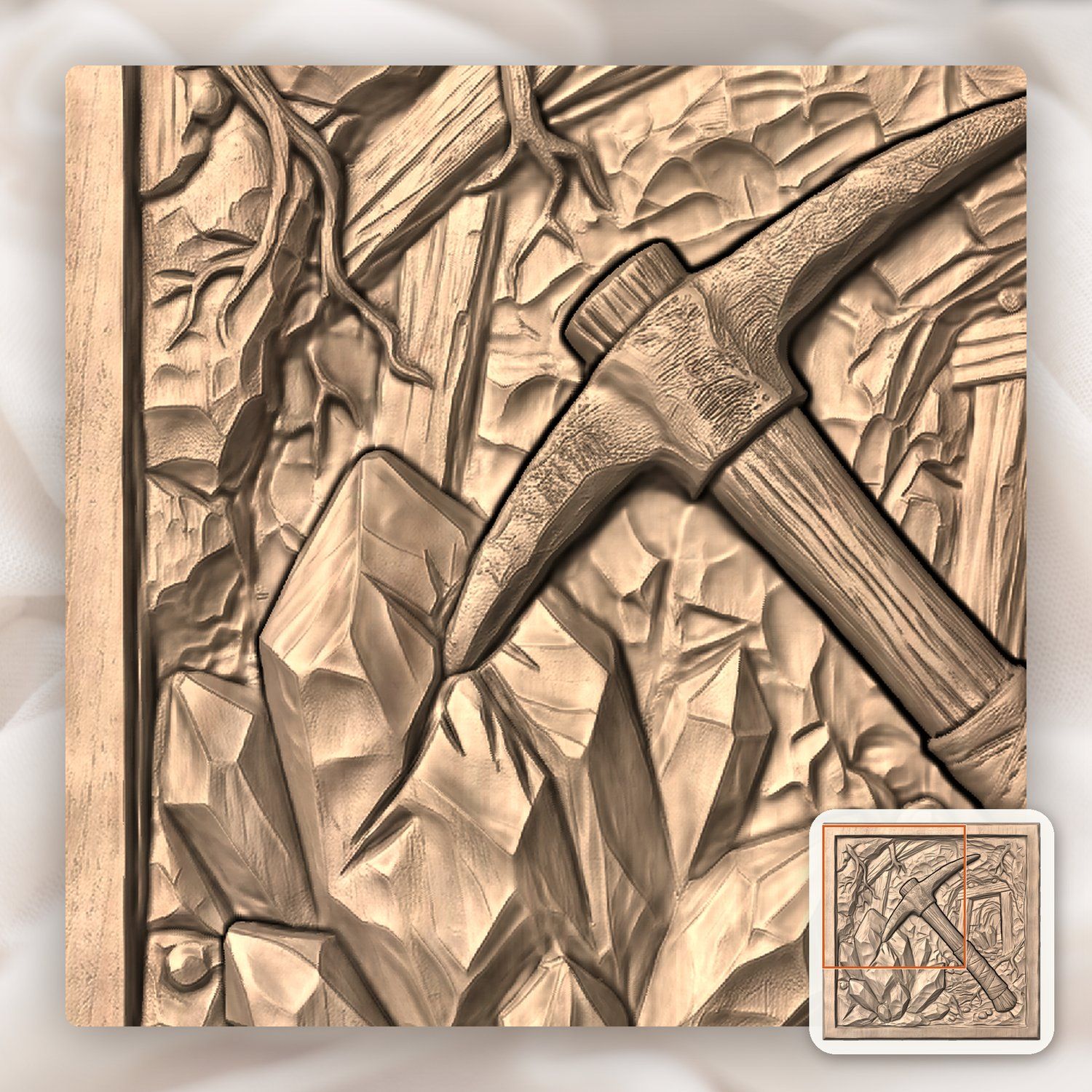 Gnome Crystal Pickaxe CNC Relief STL bas-relief STL — view 10