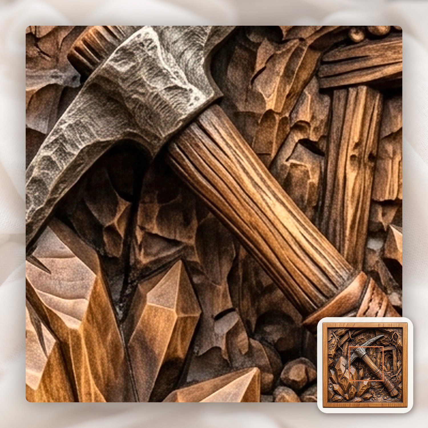 Gnome Crystal Pickaxe CNC Relief STL bas-relief STL — view 11