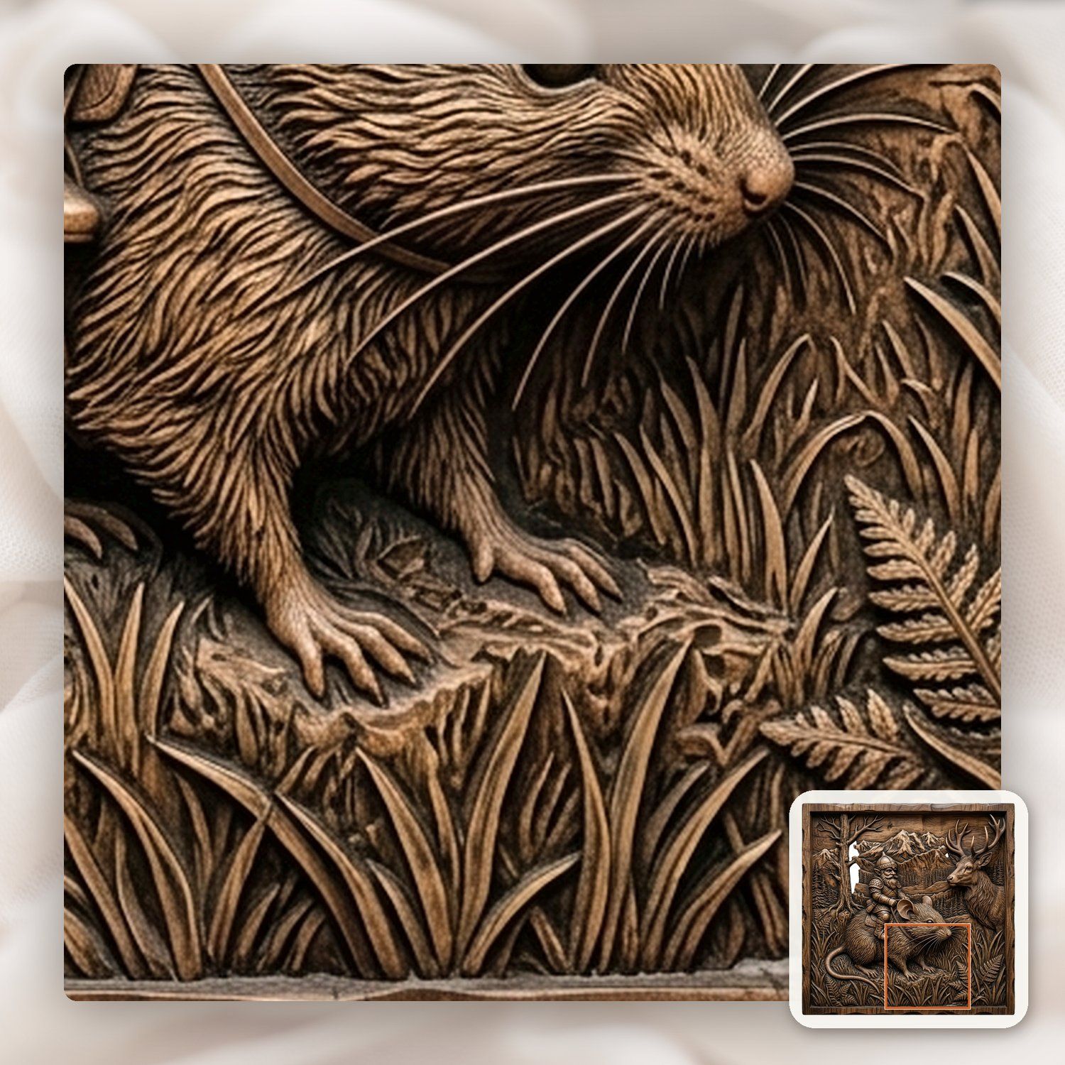 Gnome Riding Mouse Forest Adventure CNC Relief STL bas-relief STL — view 10