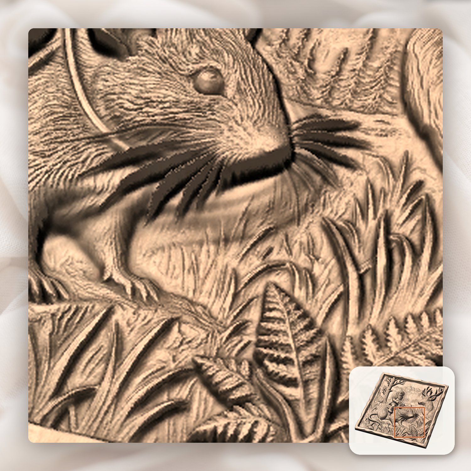 Gnome Riding Mouse Forest Adventure CNC Relief STL bas-relief STL — view 7