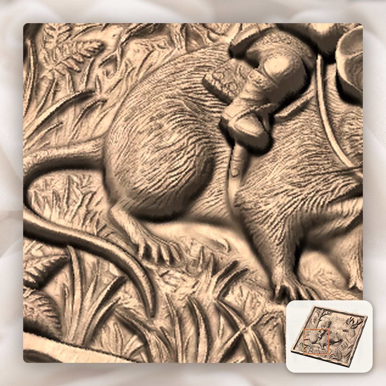Gnome Riding Mouse Forest Adventure CNC Relief STL bas-relief STL — view 8