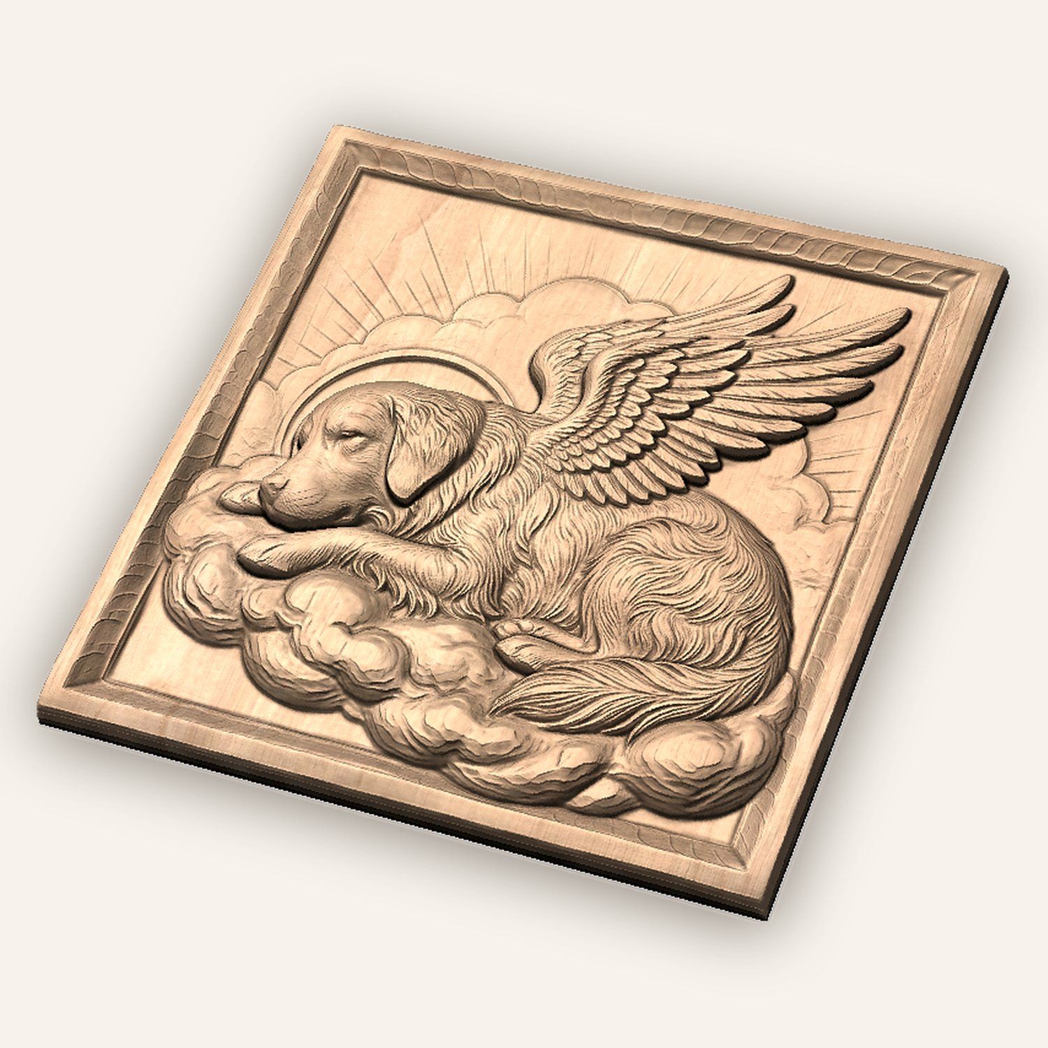 Golden Retriever Angel Memorial CNC Relief STL bas-relief STL — view 4